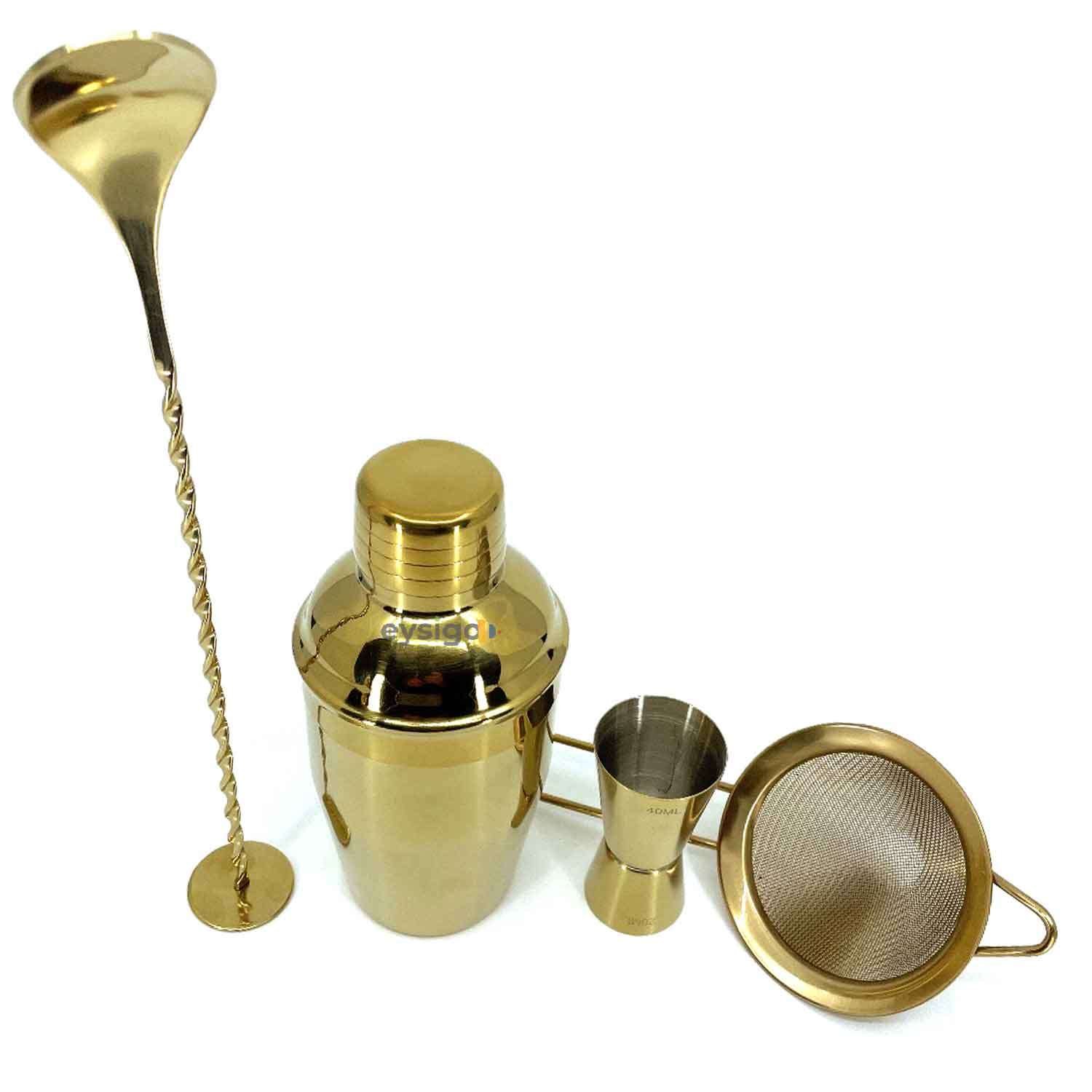 Eysigo Kokteyl Shaker Seti, Gold, 350 ml, 4 Parça, Eysigo, Barmen Seti, Kokteyl Hazırlama Setleri