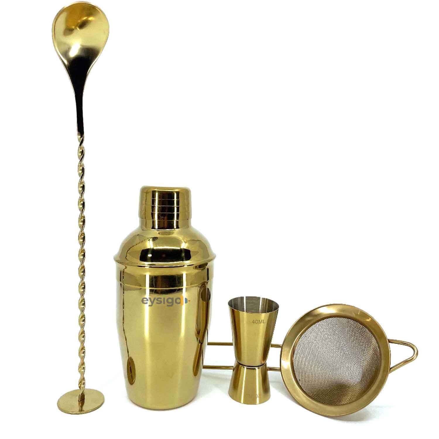 Eysigo Kokteyl Shaker Seti, Gold, 350 ml, 4 Parça, Eysigo, Barmen Seti, Kokteyl Hazırlama Setleri