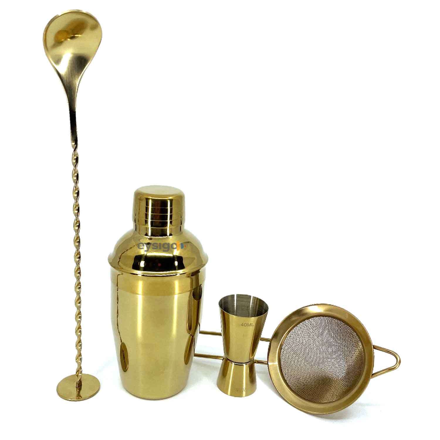 Eysigo Kokteyl Shaker Seti, Gold, 350 ml, 4 Parça, Eysigo, Barmen Seti, Kokteyl Hazırlama Setleri