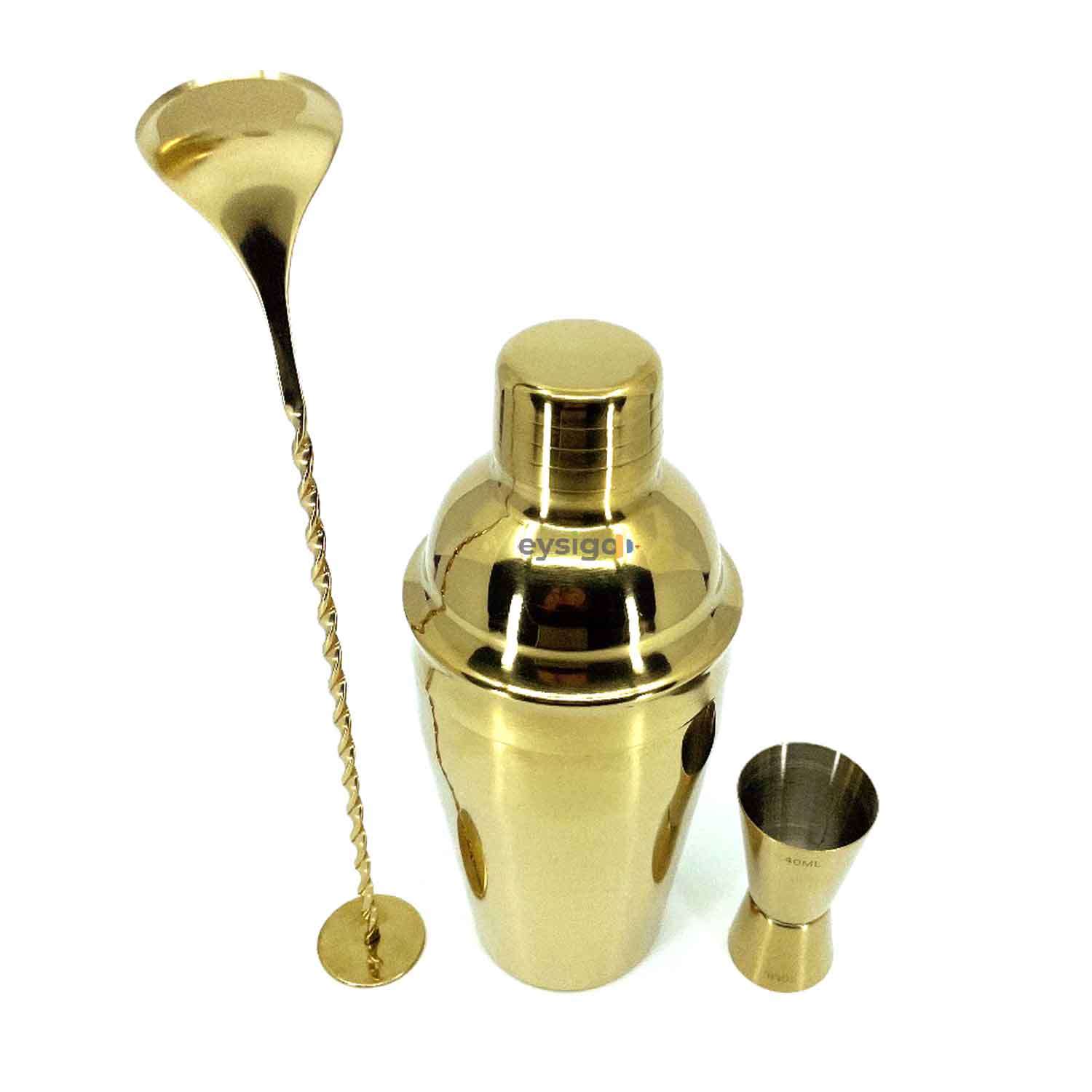 Eysigo Kokteyl Shaker Seti, Gold, 500 ml, 3 Parça, Eysigo, Barmen Seti, Kokteyl Hazırlama Setleri