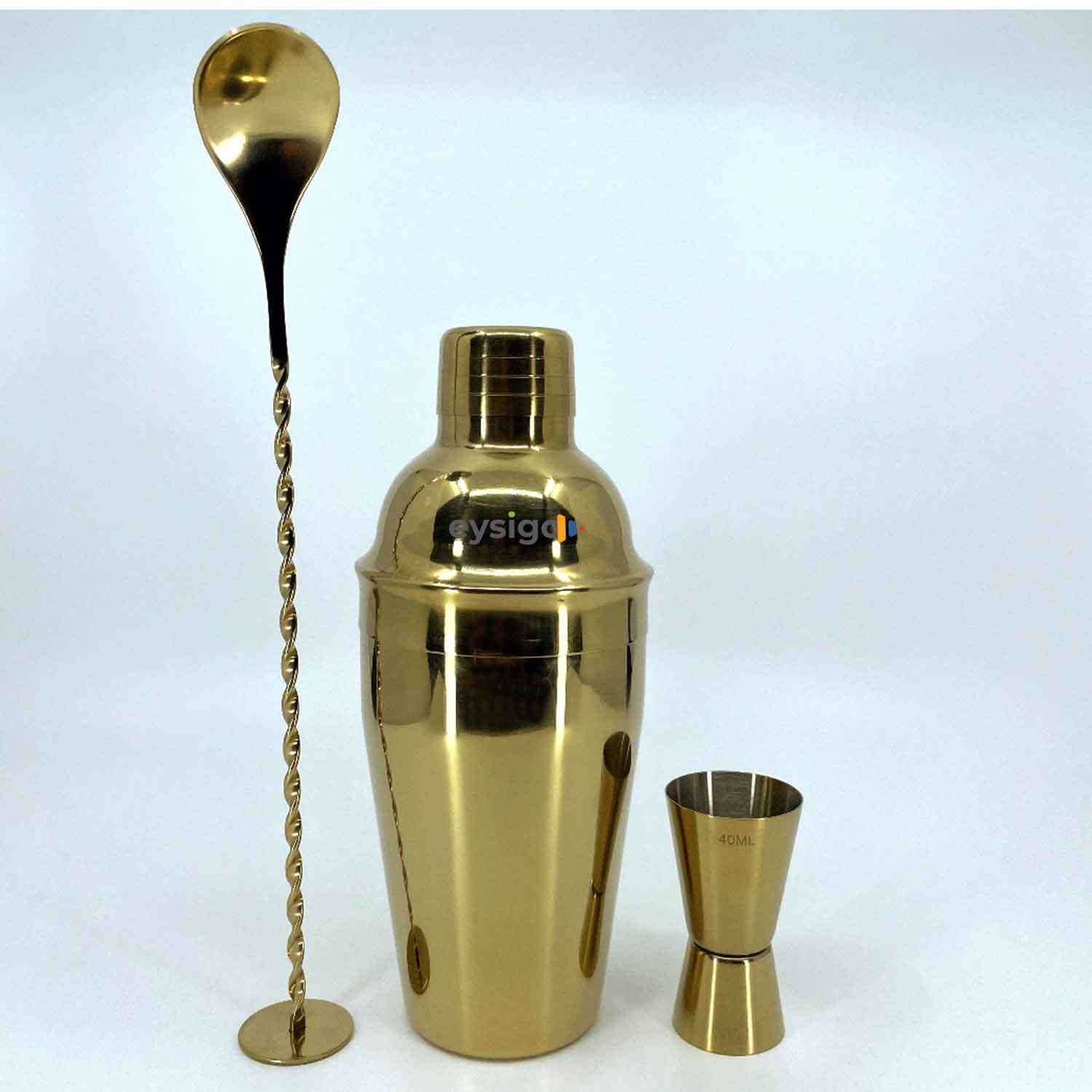 Eysigo Kokteyl Shaker Seti, Gold, 500 ml, 3 Parça, Eysigo, Barmen Seti, Kokteyl Hazırlama Setleri