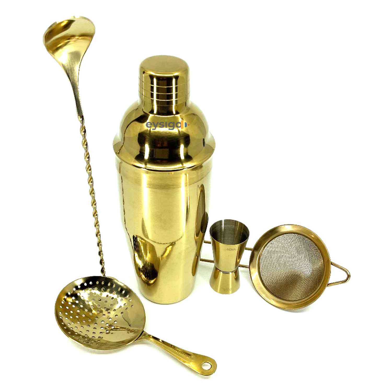 Eysigo Kokteyl Shaker Seti, Gold, 700 ml, 5 Parça, Eysigo, Barmen Seti, Kokteyl Hazırlama Setleri