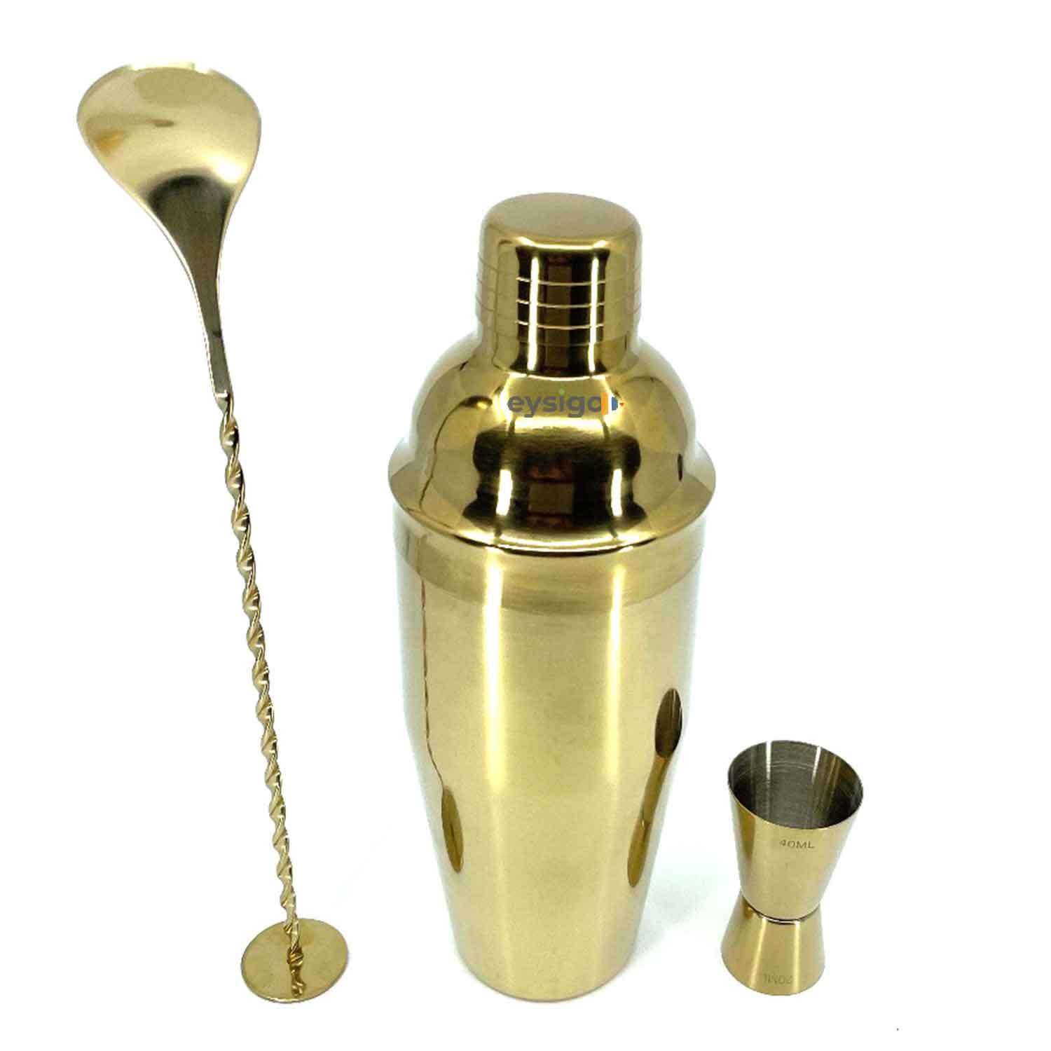 Eysigo Kokteyl Shaker Seti, Gold, 700 ml, 3 Parça, Eysigo, Barmen Seti, Kokteyl Hazırlama Setleri