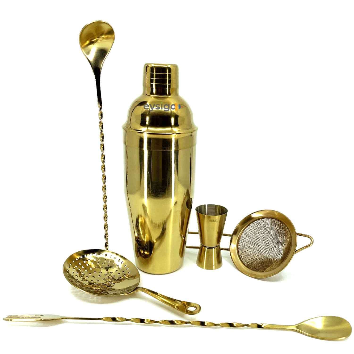 Eysigo Kokteyl Shaker Seti, Gold, 700 ml, 6 Parça, Eysigo, Barmen Seti, Kokteyl Hazırlama Setleri