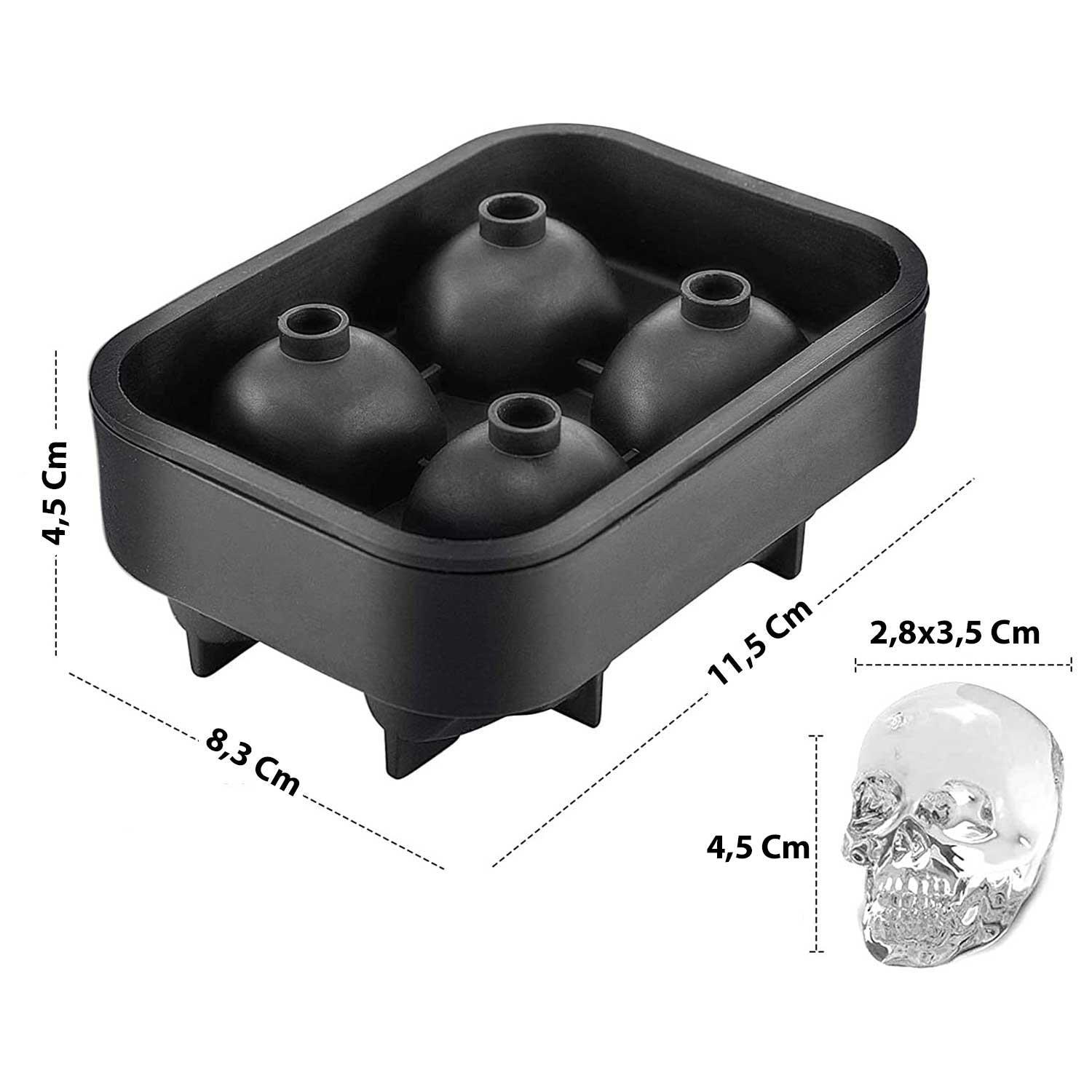 Eysigo Kurukafa Buz Kalıbı, Silikon, 4lü Siyah, Eysigo, Silikon Buz Kalıpları