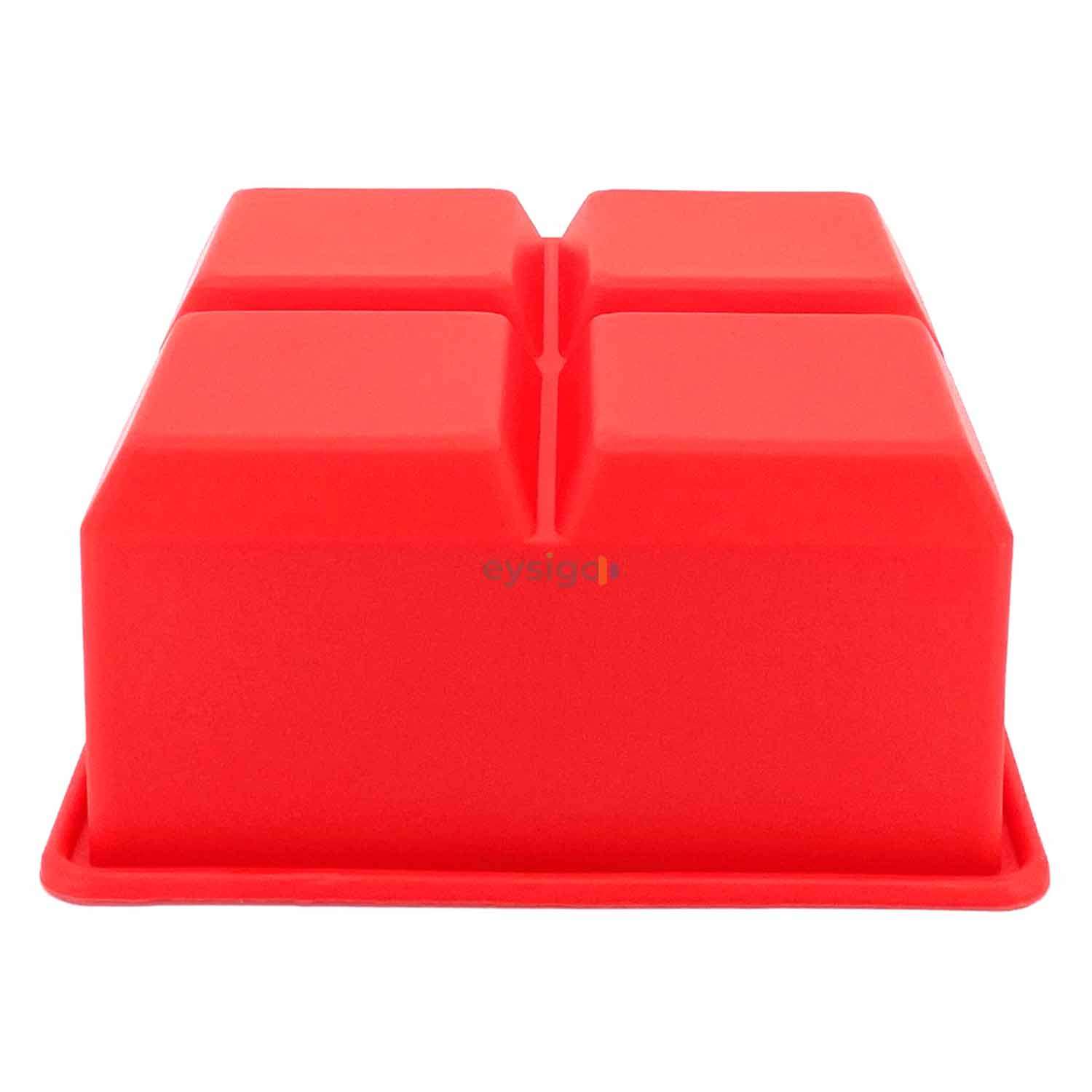 Eysigo Silikon Çok Amaçlı Büyük Boy 4'Lü Küp Buz Kalıbı, Kapaklı, Kırmızı, Eysigo, Silikon Buz Kalıpları