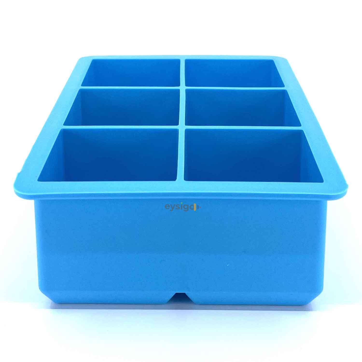 Eysigo Silikon Çok Amaçlı Büyük Boy 6'Lı Küp Buz Kalıbı, Kapaklı, Mavi, Eysigo, Silikon Buz Kalıpları