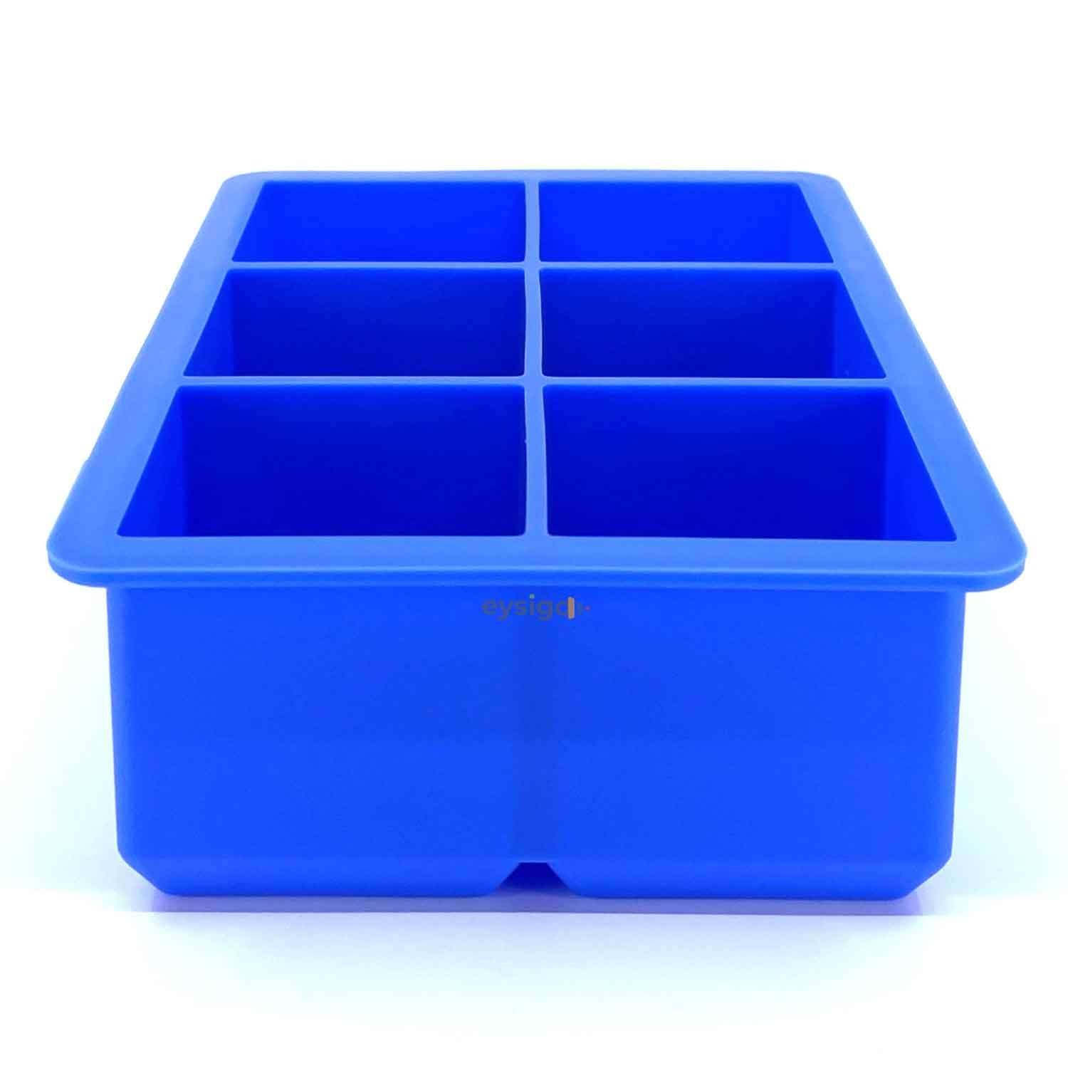 Eysigo Silikon Çok Amaçlı Büyük Boy 6'Lı Küp Buz Kalıbı, Kapaklı, Koyu Mavi, Eysigo, Silikon Buz Kalıpları