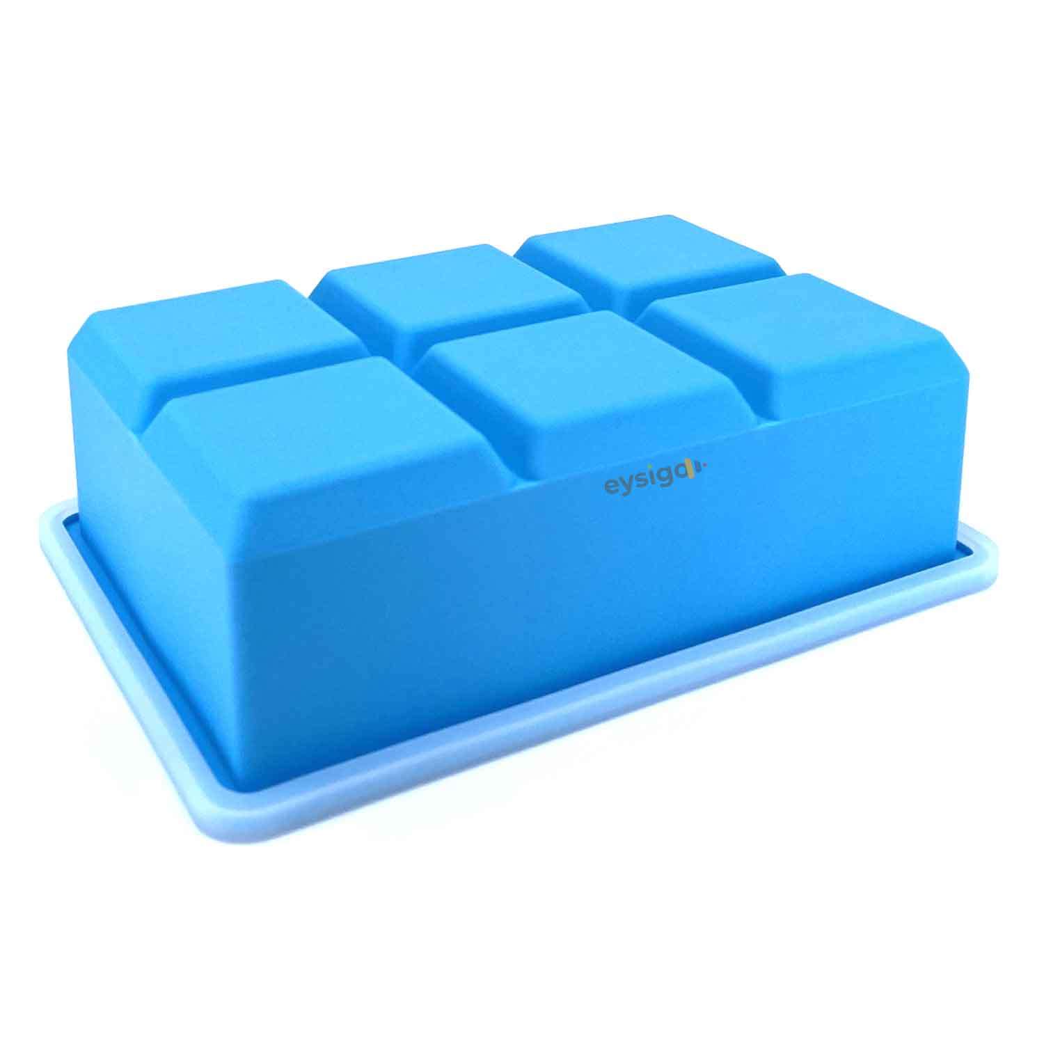 Eysigo Silikon Çok Amaçlı Büyük Boy 6'Lı Küp Buz Kalıbı, Kapaklı, Mavi, Eysigo, Silikon Buz Kalıpları