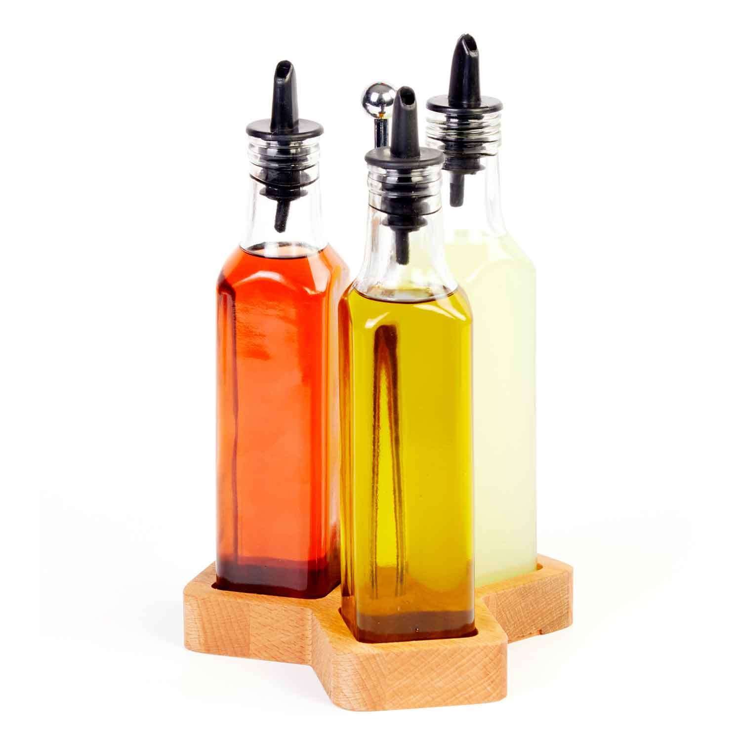 Groovy 3'lü Kare Yağlık Takımı, Ahşap Standlı, 250 CC, Groovy, Kategorisiz