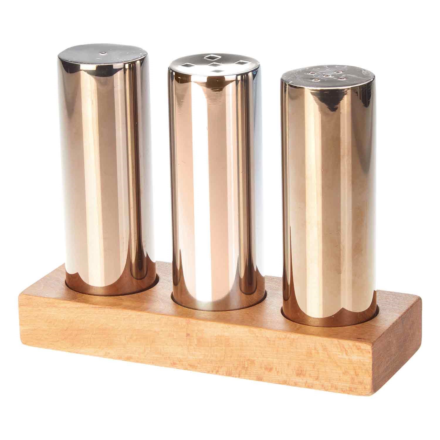 Groovy Everest Yuvarlak Büyük Tuzluk Seti, 3'lü, Bakır, Groovy, Tuzluk Biberlik ve Baharatlık