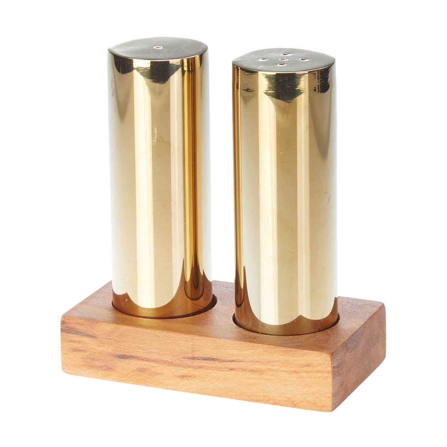 Groovy Everest Yuvarlak Büyük Tuzluk Seti, 2'li, Altın, Groovy, Tuzluk Biberlik ve Baharatlık