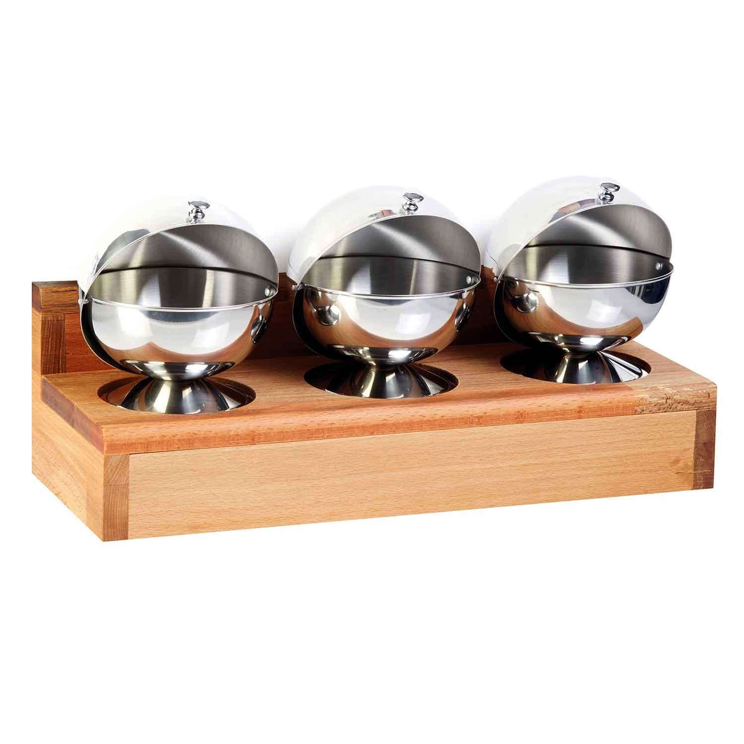 Groovy Küre Baharatlık Takımı 3'lü, Ahşap Standlı, Groovy, Kategorisiz