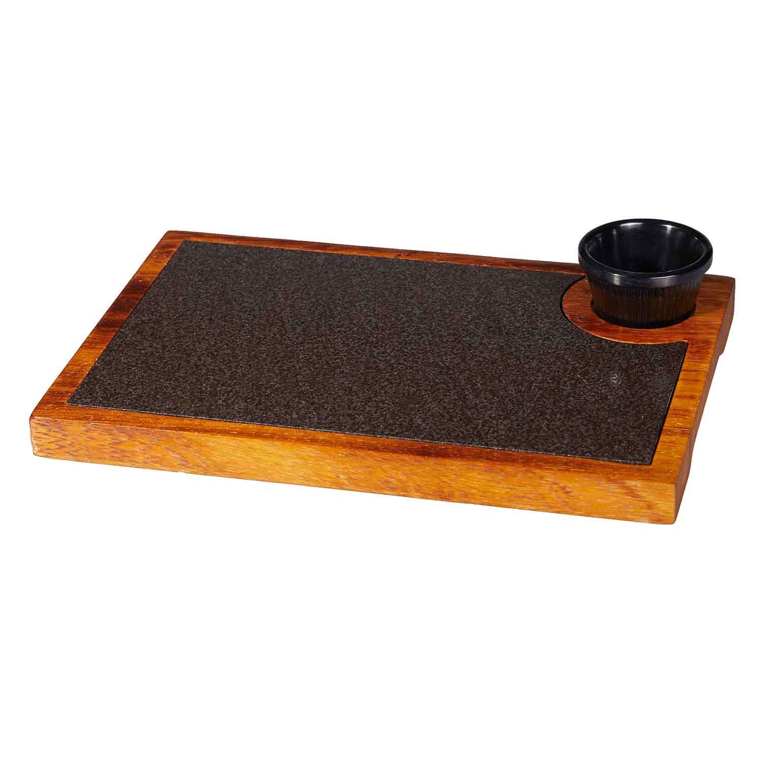 Groovy Steak Sunum Tahtası, Sosluklu, 32x22 Cm, Groovy, Steak Servis Sunum Tahtası