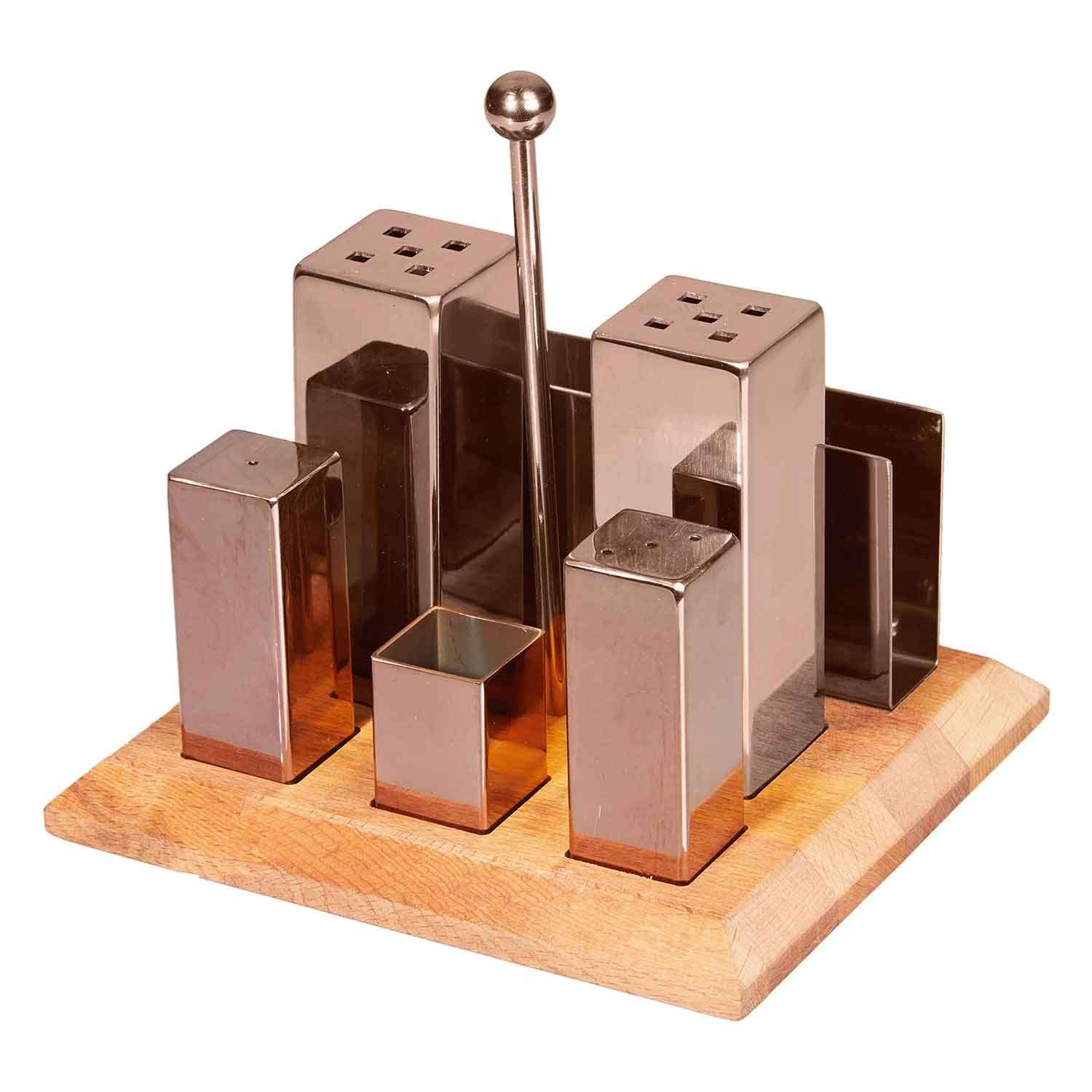 Groovy Tuzluk Baharatlık Takımı, 6'lı, Kare, Bakır, Groovy, Tuzluk Biberlik ve Baharatlık