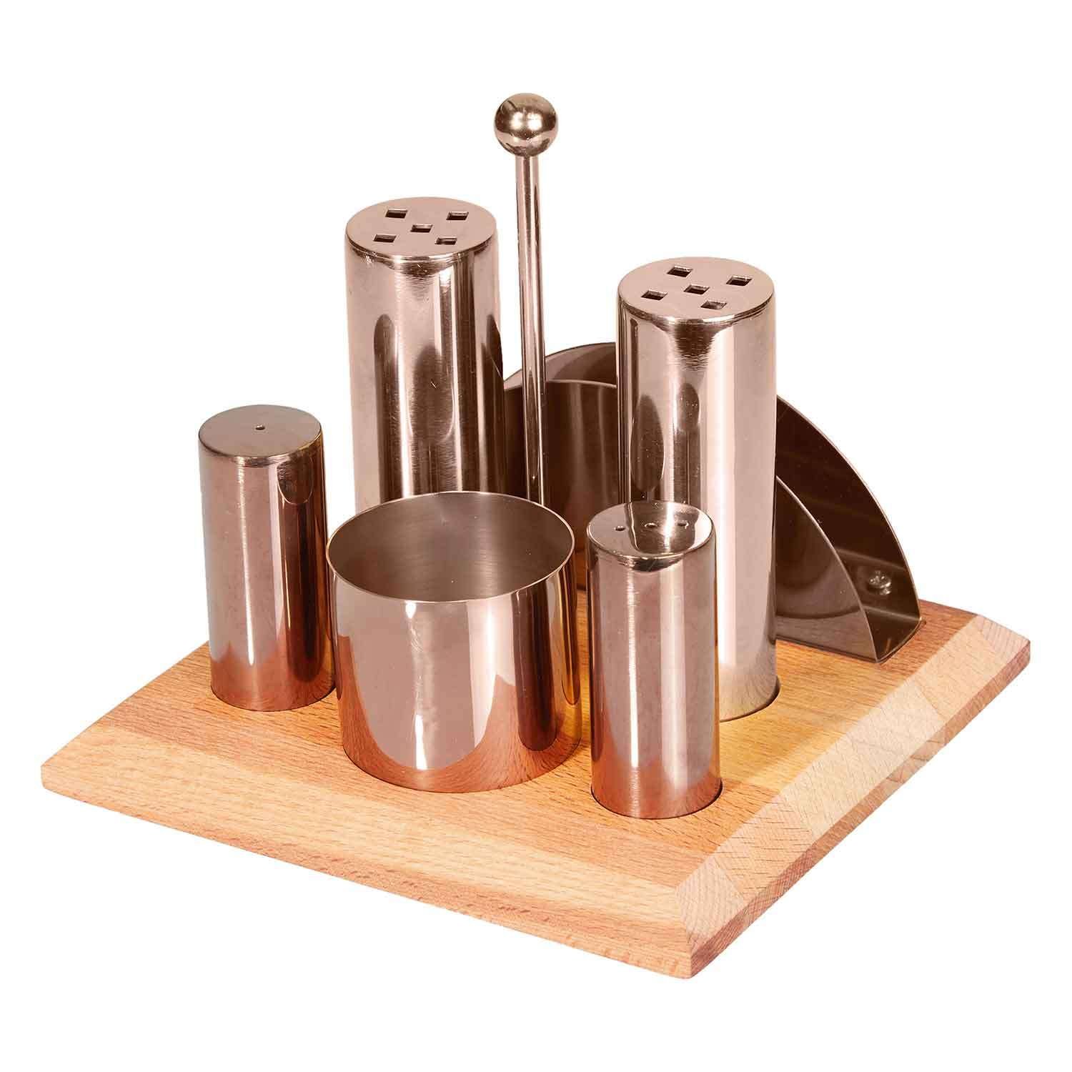 Groovy Tuzluk Baharatlık Takımı, 6'lı, Yuvarlak, Bakır, Groovy, Tuzluk Biberlik ve Baharatlık