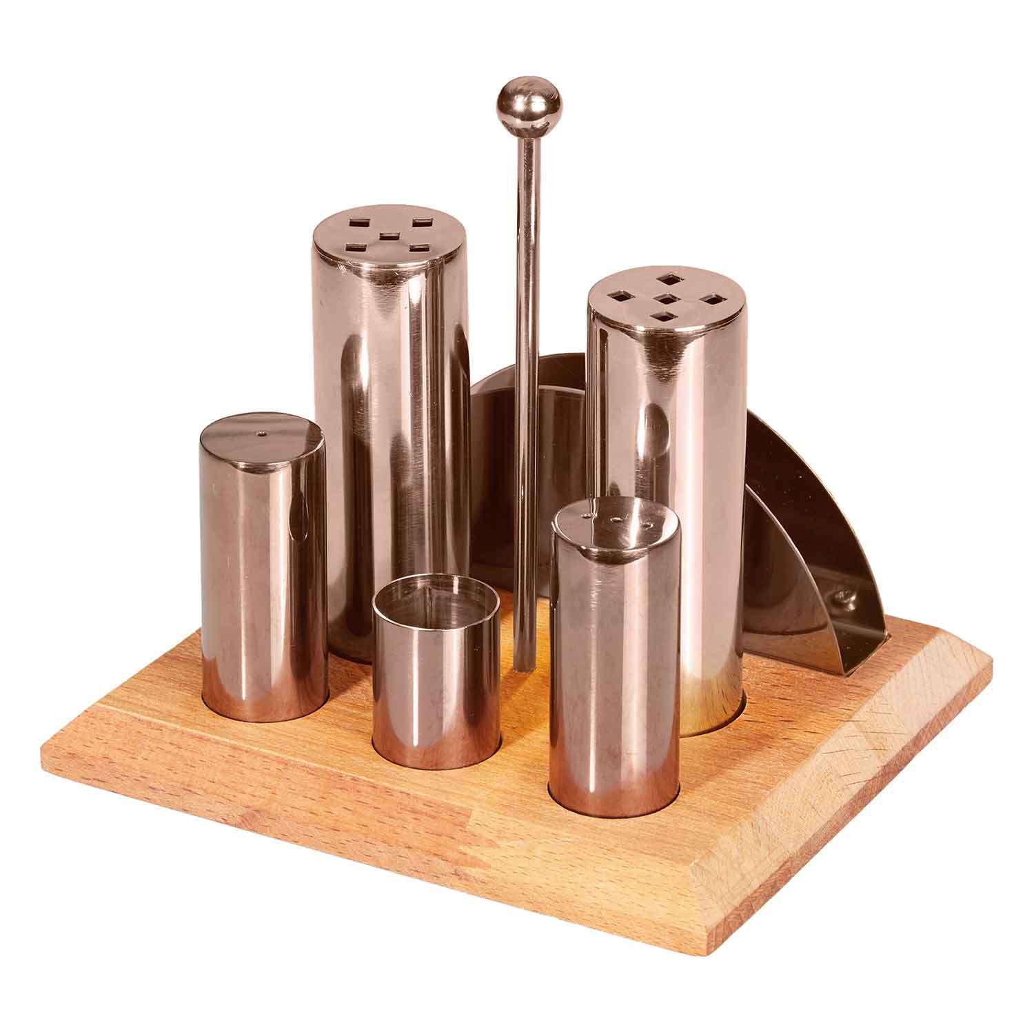 Groovy Tuzluk Baharatlık Takımı, Yuvarlak, 6'lı, Bakır, Groovy, Tuzluk Biberlik ve Baharatlık