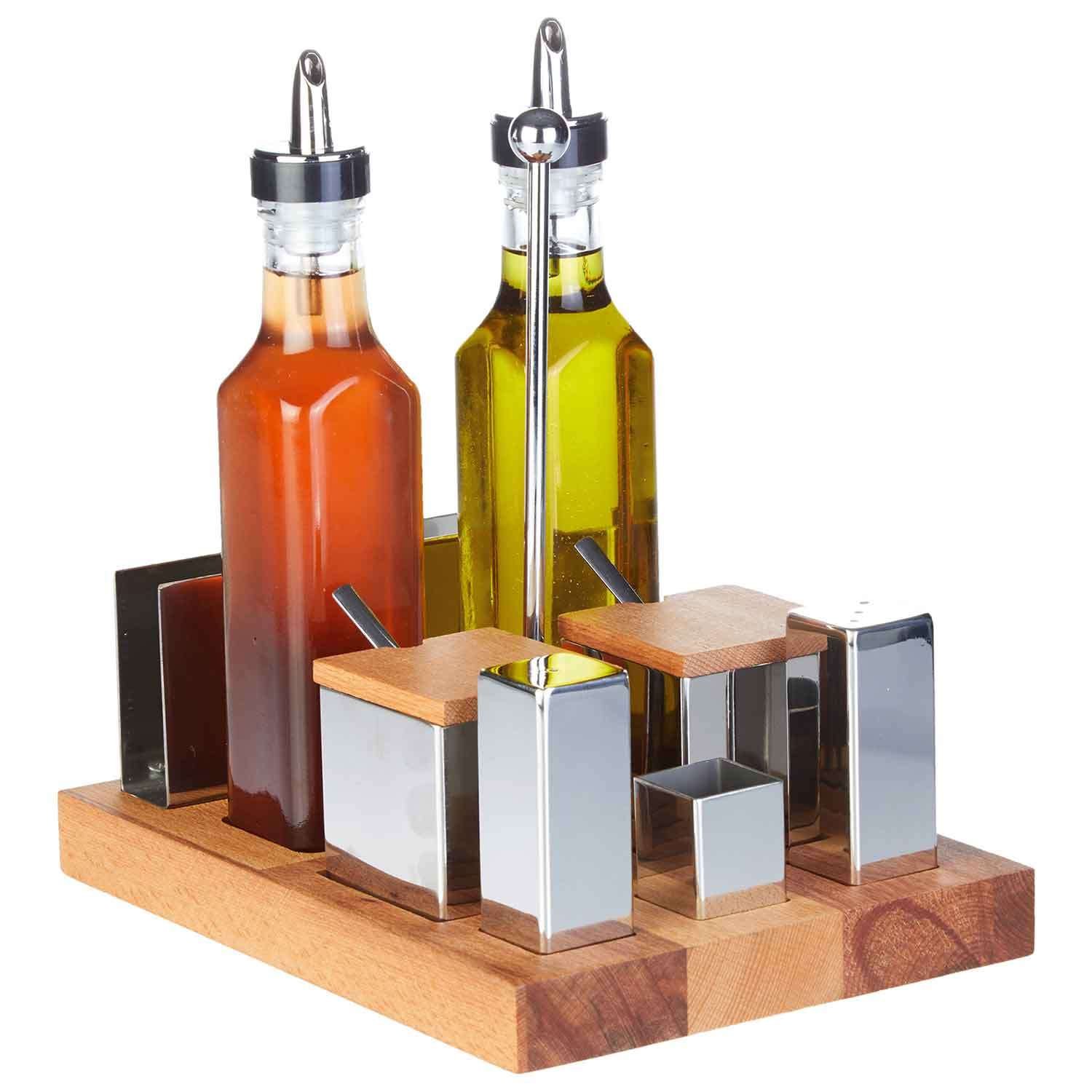 Groovy Tuzluk Baharatlık Yağlık Takımı, 8'li Kare, 250 CC, Groovy, Yağlık Sirkelik ve Sosluklar