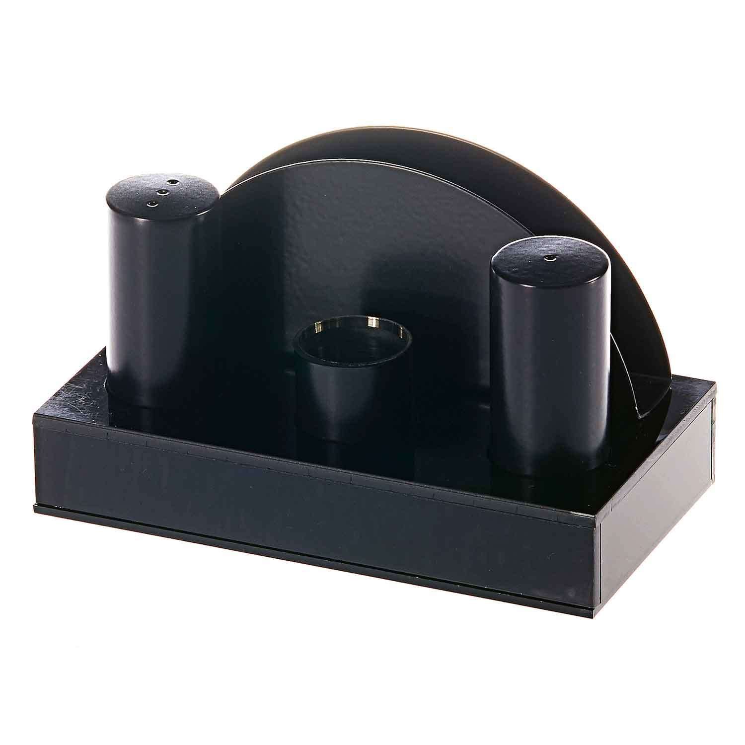 Groovy Yuvarlak Tuzluk-Peçetelik Takımı, Pleksi Standlı, Siyah, Groovy, Kategorisiz