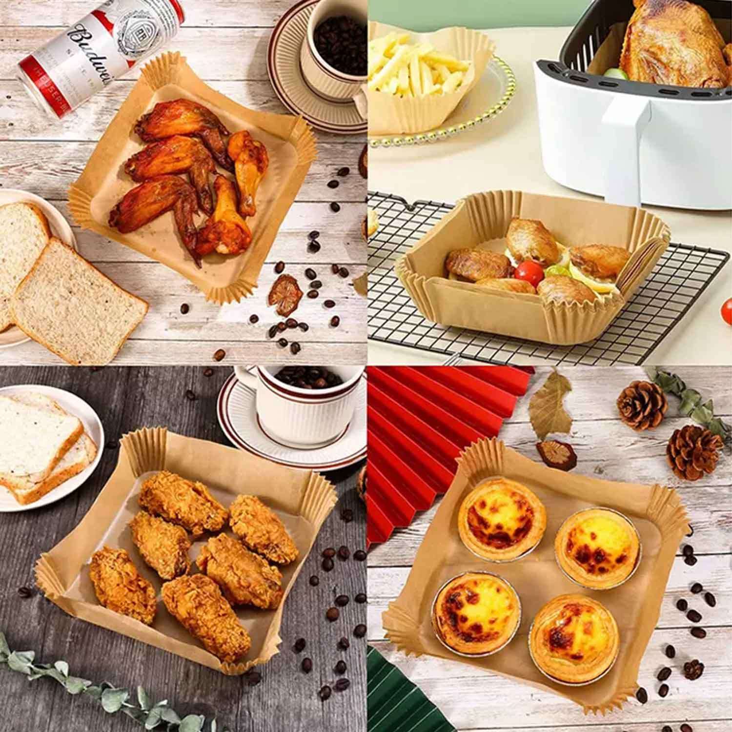 Gurme Chef Airfryer XXL Pişirme Kağıdı, Dörtgen, 100 lü Paket, 20x4.5 Cm, Gurme Chef, Airfryer Pişirme Kağıtları