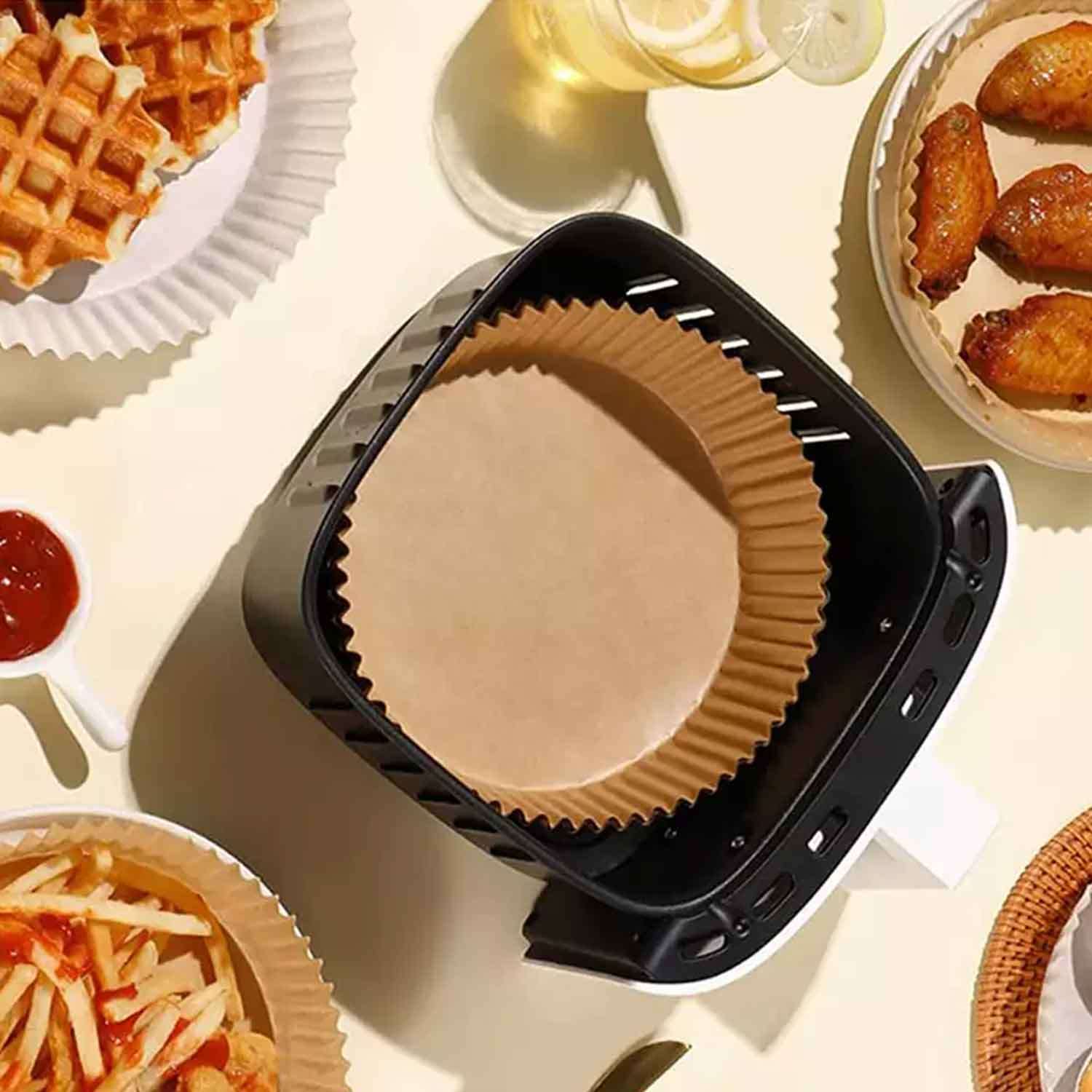 Gurme Chef Airfryer XXL Pişirme Kağıdı, Yuvarlak, 100 Lü Paket, 20x4.5 Cm, Gurme Chef, Airfryer Pişirme Kağıtları