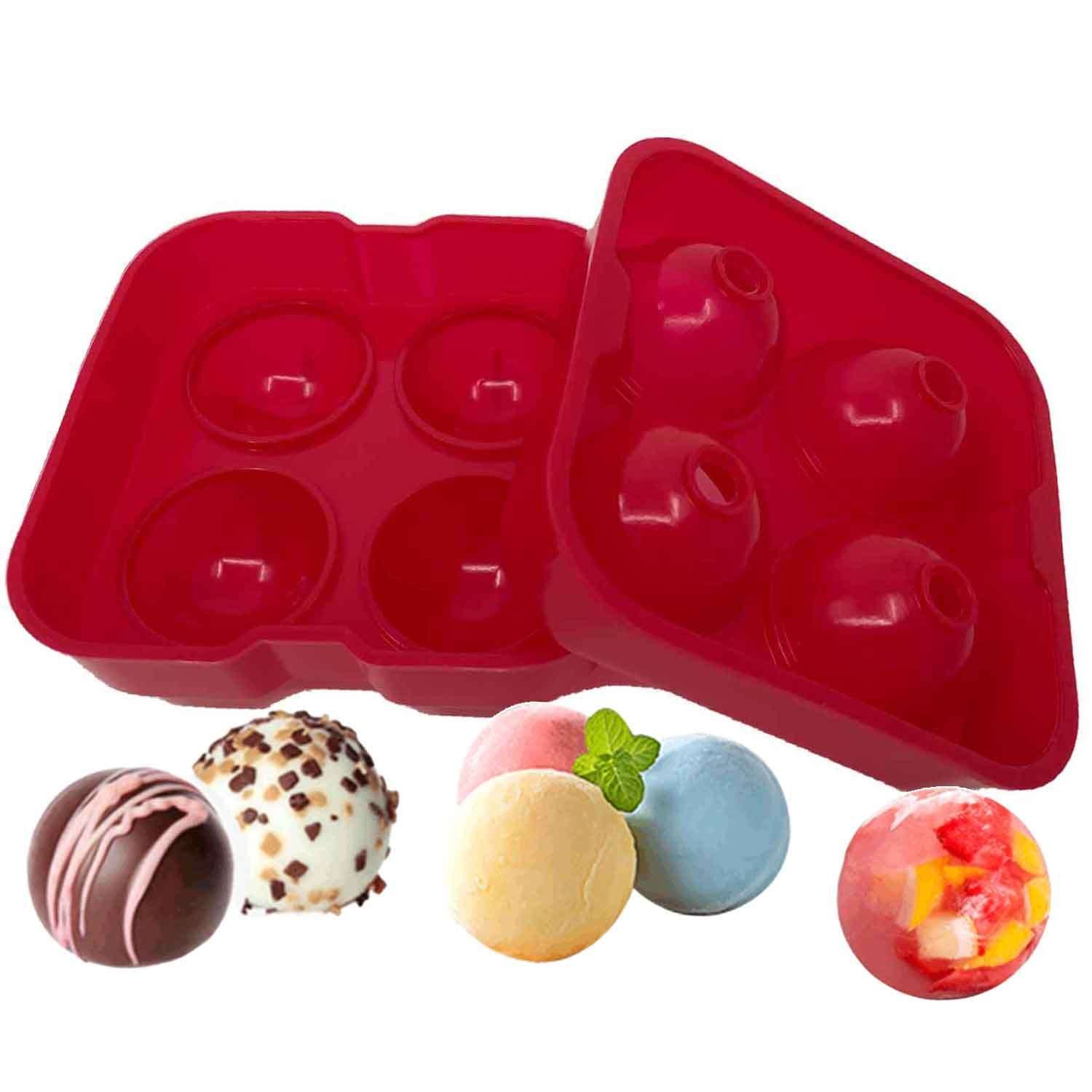 Gurme Chef Büyük Boy Silikon 4 Lü Top Buz Kalıbı, Kırmızı, Gurme Chef, Silikon Buz Kalıpları