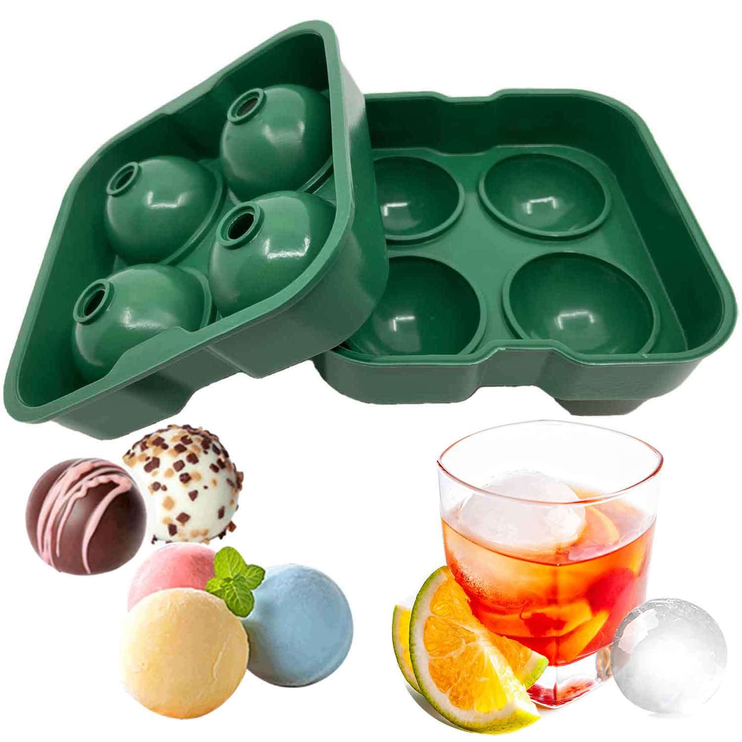 Gurme Chef Büyük Boy Silikon 4 Lü Top Buz Kalıbı, Yeşil, Gurme Chef, Silikon Buz Kalıpları