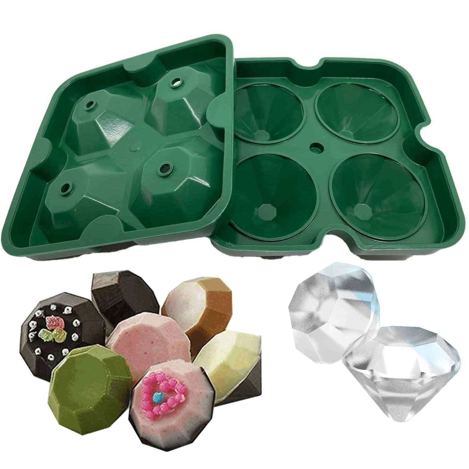 Gurme Chef Silikon 4 Lü Elmas Buz Kalıbı, Yeşil, Gurme Chef, Silikon Buz Kalıpları