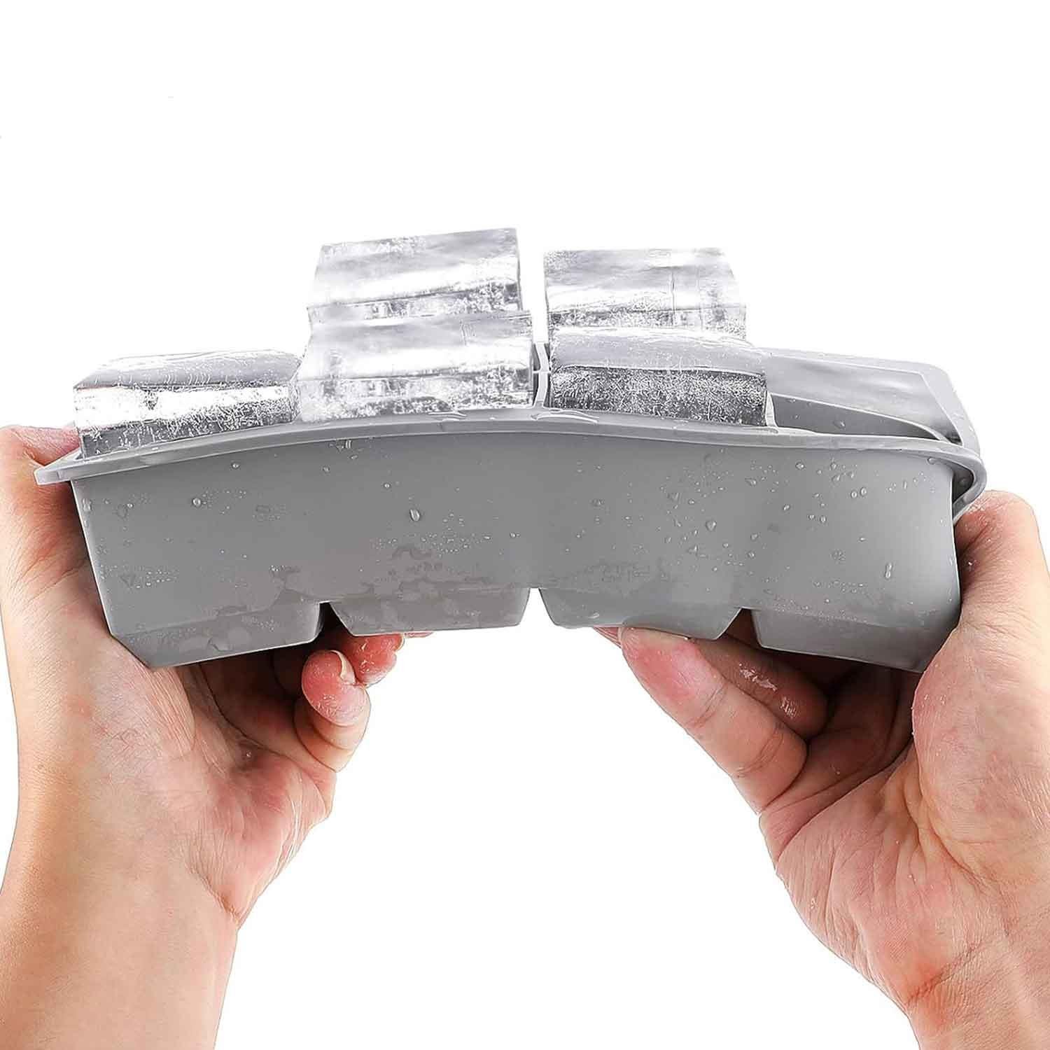 İles Gurme Kapaklı Premium Büyük 8 Bölmeli Silikon Buz Kalıbı, Gri, İles Gurme, Silikon Buz Kalıpları