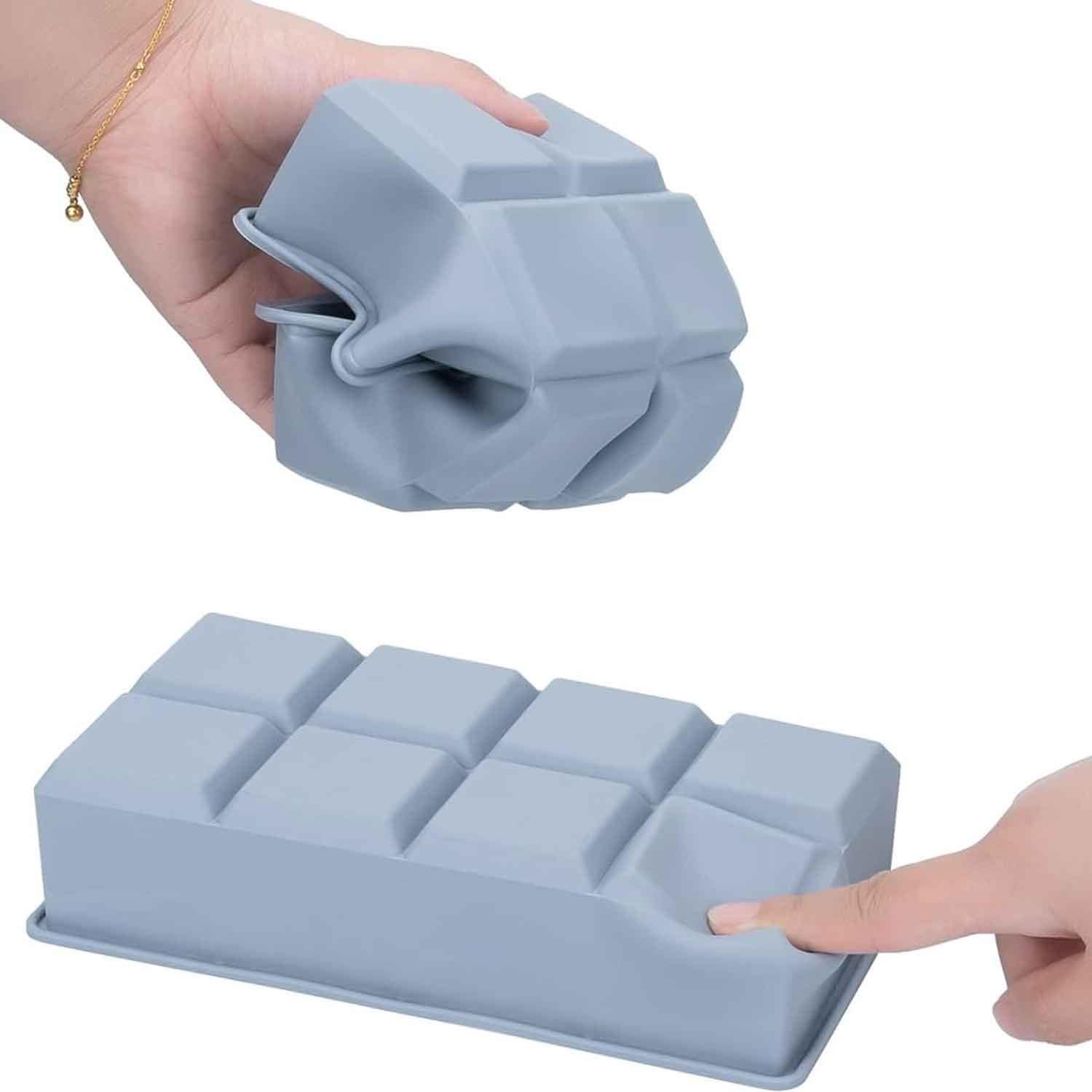 İles Gurme Kapaklı Premium Büyük 8 Bölmeli Silikon Buz Kalıbı, Gri, İles Gurme, Silikon Buz Kalıpları