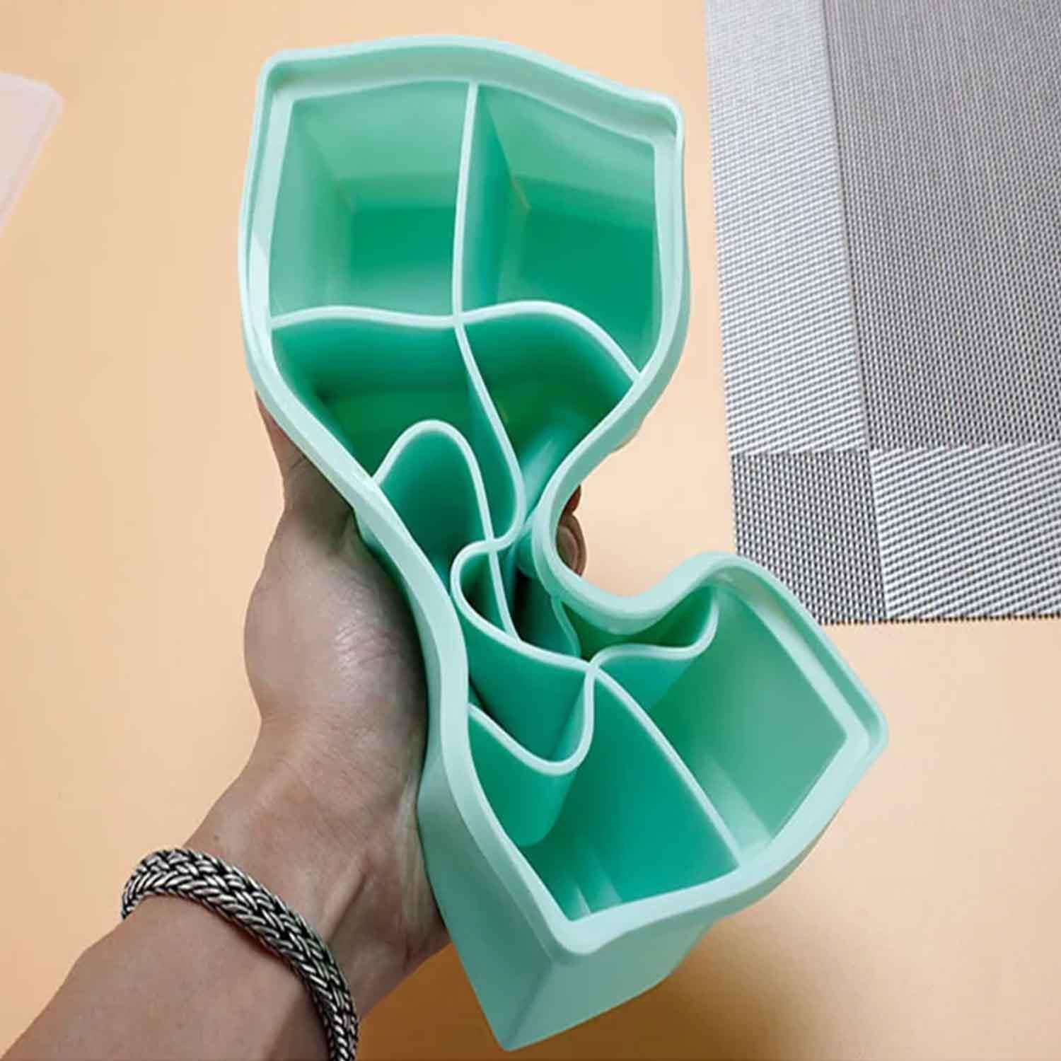 İles Gurme Kapaklı Premium Büyük 8 Bölmeli Silikon Buz Kalıbı, Yeşil, İles Gurme, Silikon Buz Kalıpları