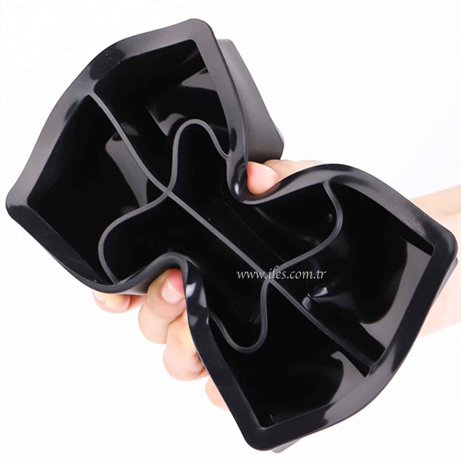 İles Gurme Silikon Kapaklı Xxl Büyük Boy 6'Lı Küp Buz Kalıbı Siyah, İles Gurme, Silikon Buz Kalıpları