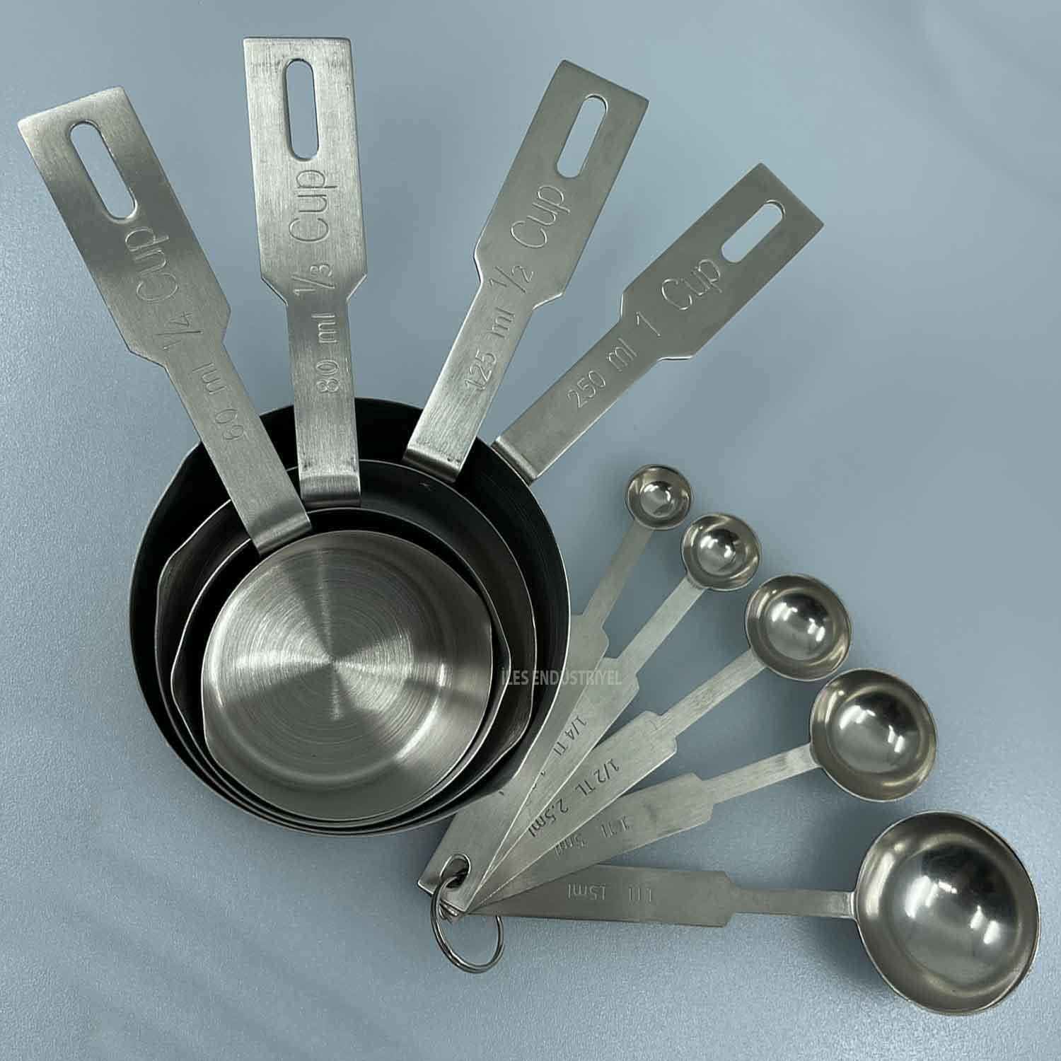 İles Ölçüm kabı ve Ölçü Kaşığı Seti, 304 Kalite Paslanmaz Çelik, İles, Ölçü Kabı ve Ölçü Kaşıkları