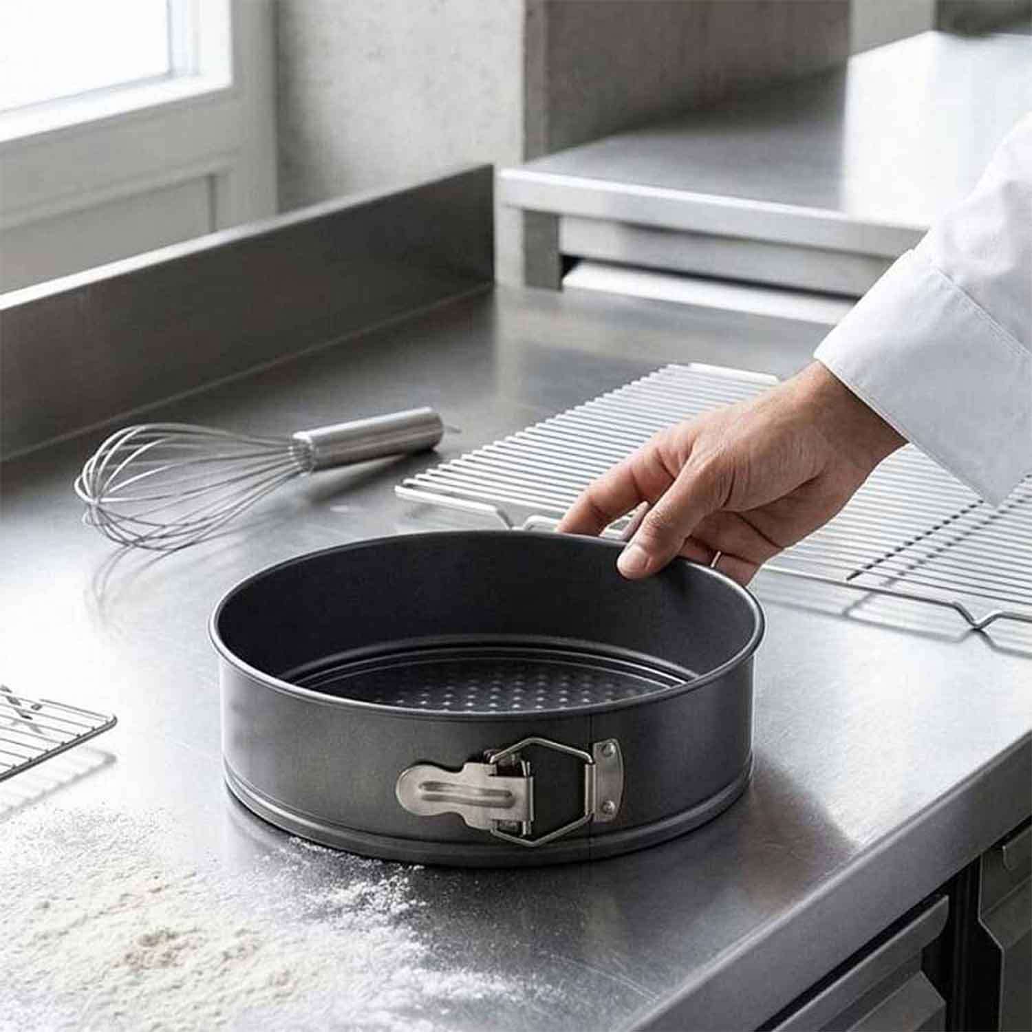 Kek Kalıbı Kelepçeli 24 cm, Karbon Çelik, Yapışmaz Kaplamalı, EPİNOX, Karbon Çelik Kek Kalıbı