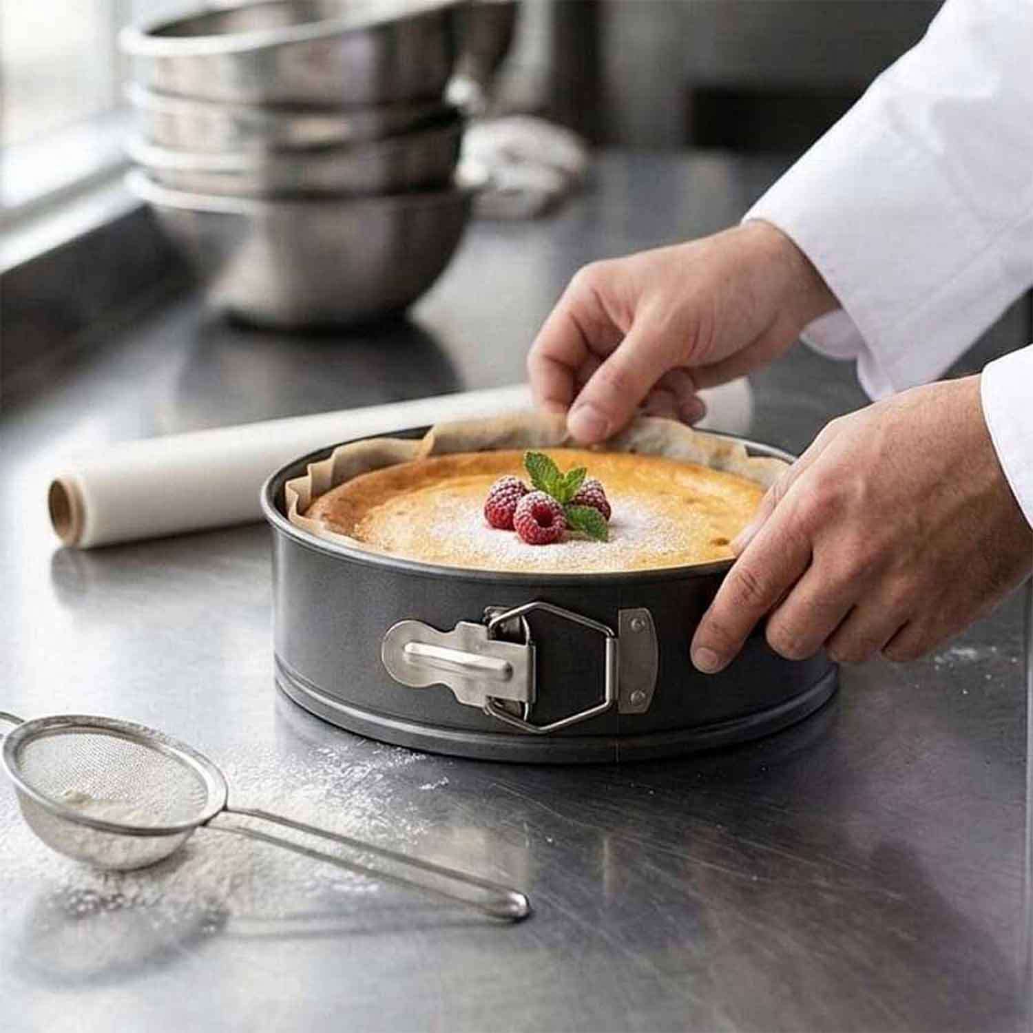 Kek Kalıbı Kelepçeli 24 cm, Karbon Çelik, Yapışmaz Kaplamalı, EPİNOX, Karbon Çelik Kek Kalıbı