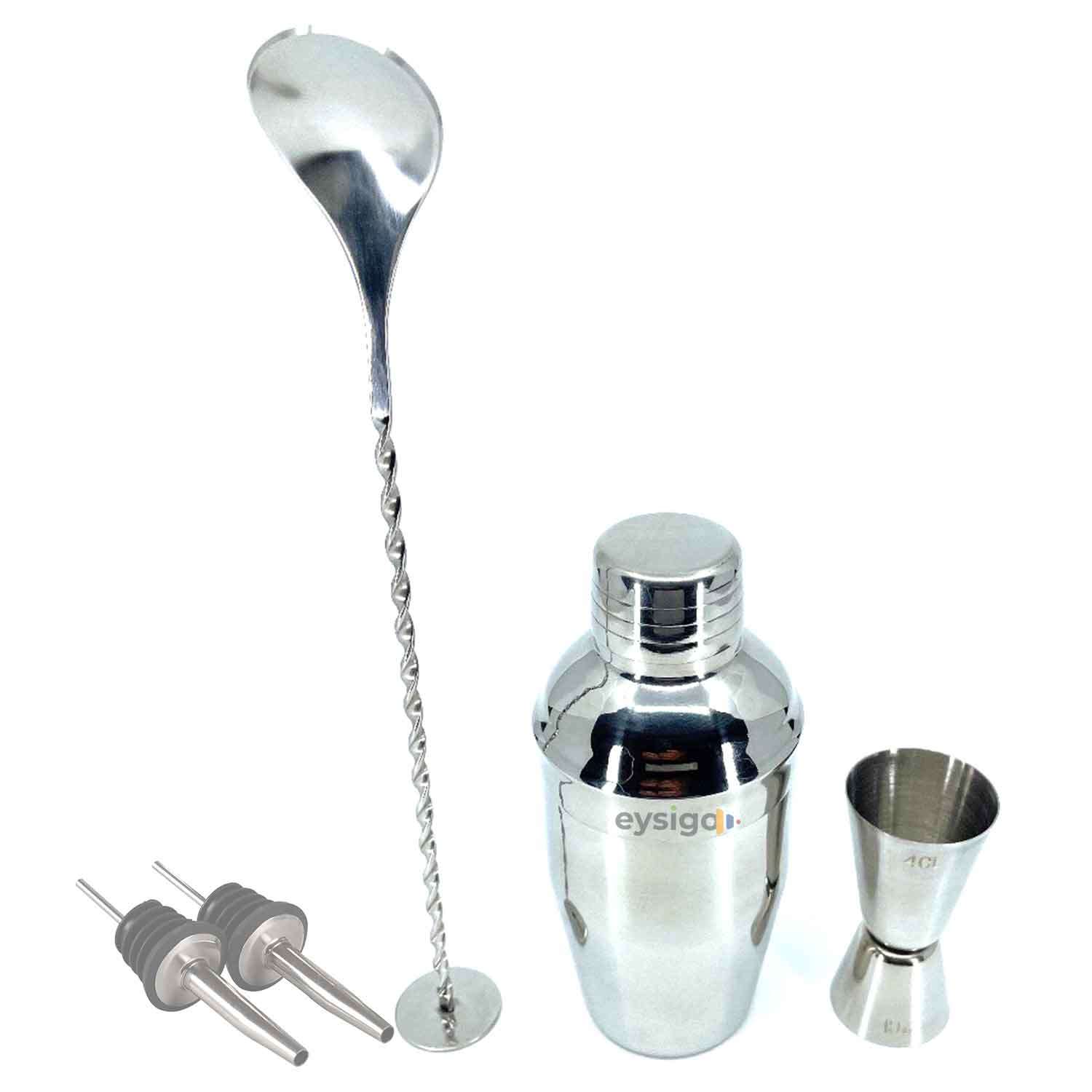 Kokteyl Shaker Seti, 350 ml, Paslanmaz Çelik, 5 Parça, Eysigo, Barmen Seti, Kokteyl Hazırlama Setleri