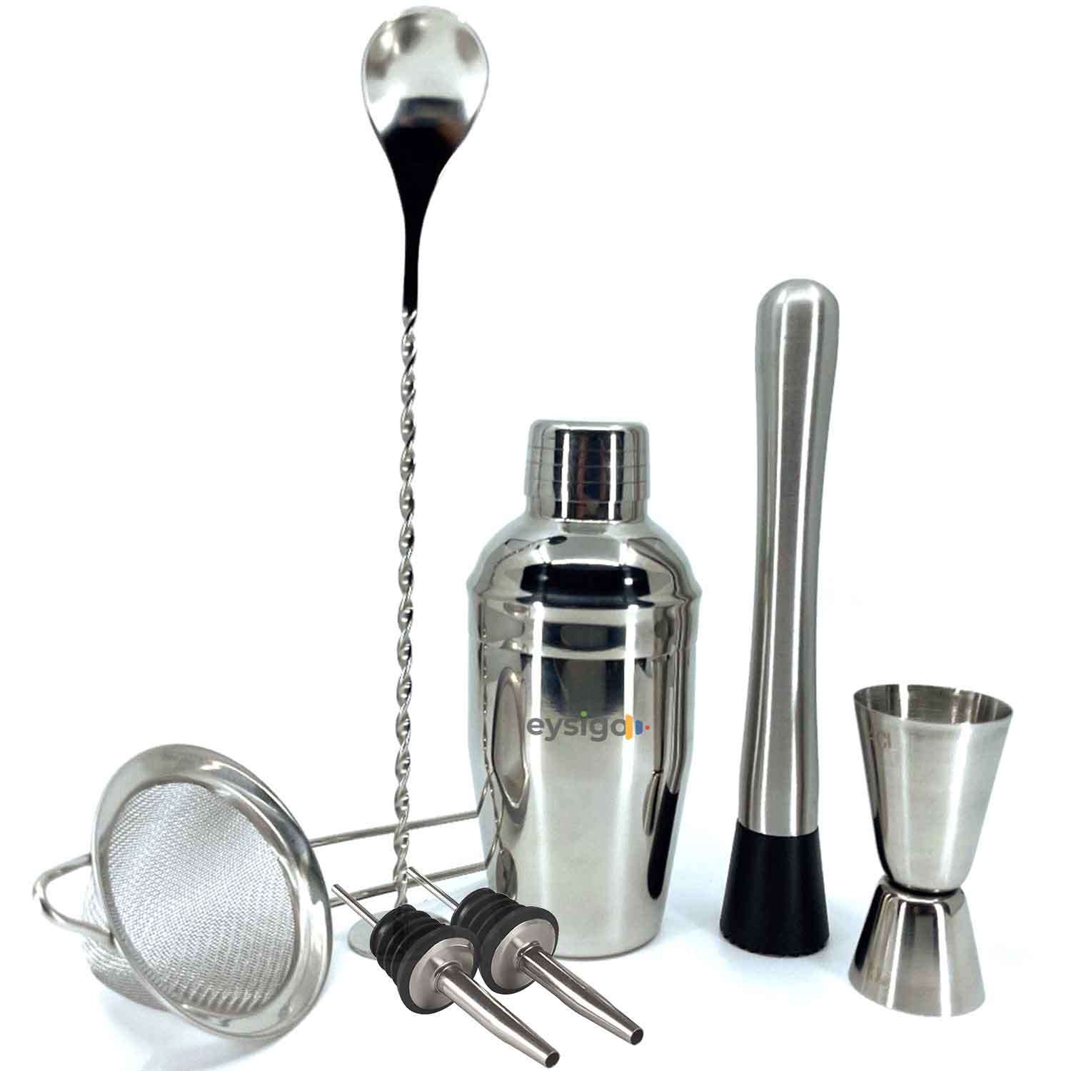 Kokteyl Shaker Seti, 350 ml, Paslanmaz Çelik, 7 Parça, Eysigo, Barmen Seti, Kokteyl Hazırlama Setleri