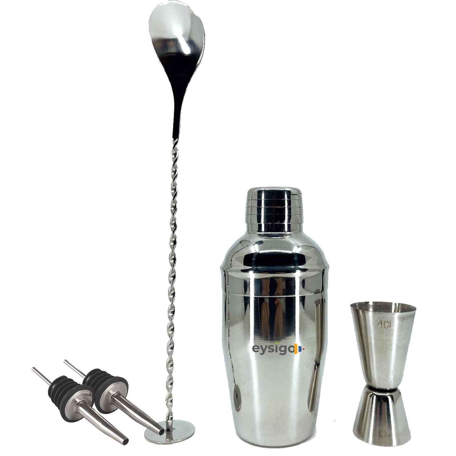 Kokteyl Shaker Seti, 350 ml, Paslanmaz Çelik, 5 Parça, Eysigo, Barmen Seti, Kokteyl Hazırlama Setleri