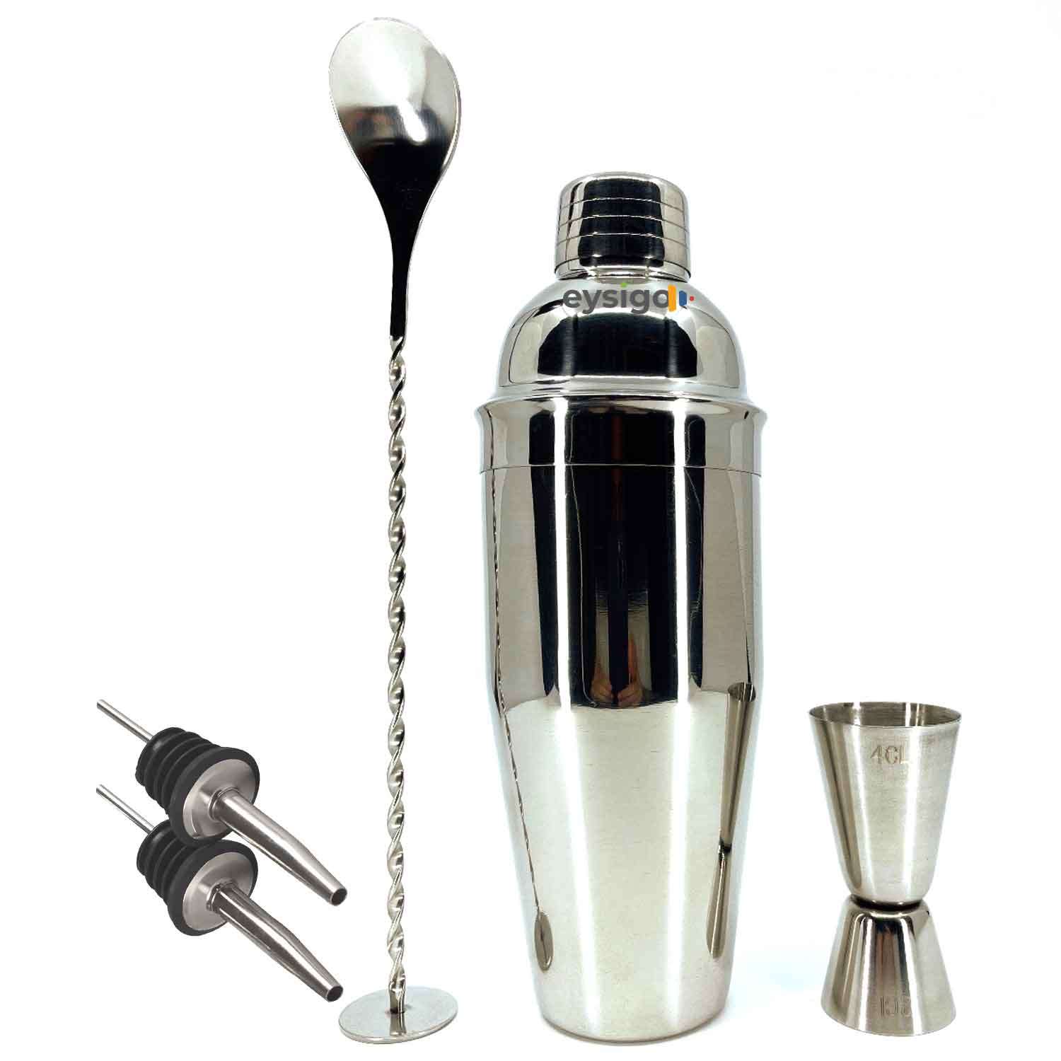 Kokteyl Shaker Seti, 700 ml, Paslanmaz Çelik, 5 Parça, Eysigo, Barmen Seti, Kokteyl Hazırlama Setleri