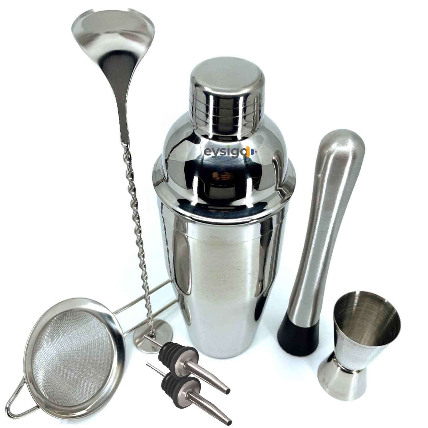 Kokteyl Shaker Seti, 700 ml, Paslanmaz Çelik, 7 Parça, Eysigo, Barmen Seti, Kokteyl Hazırlama Setleri