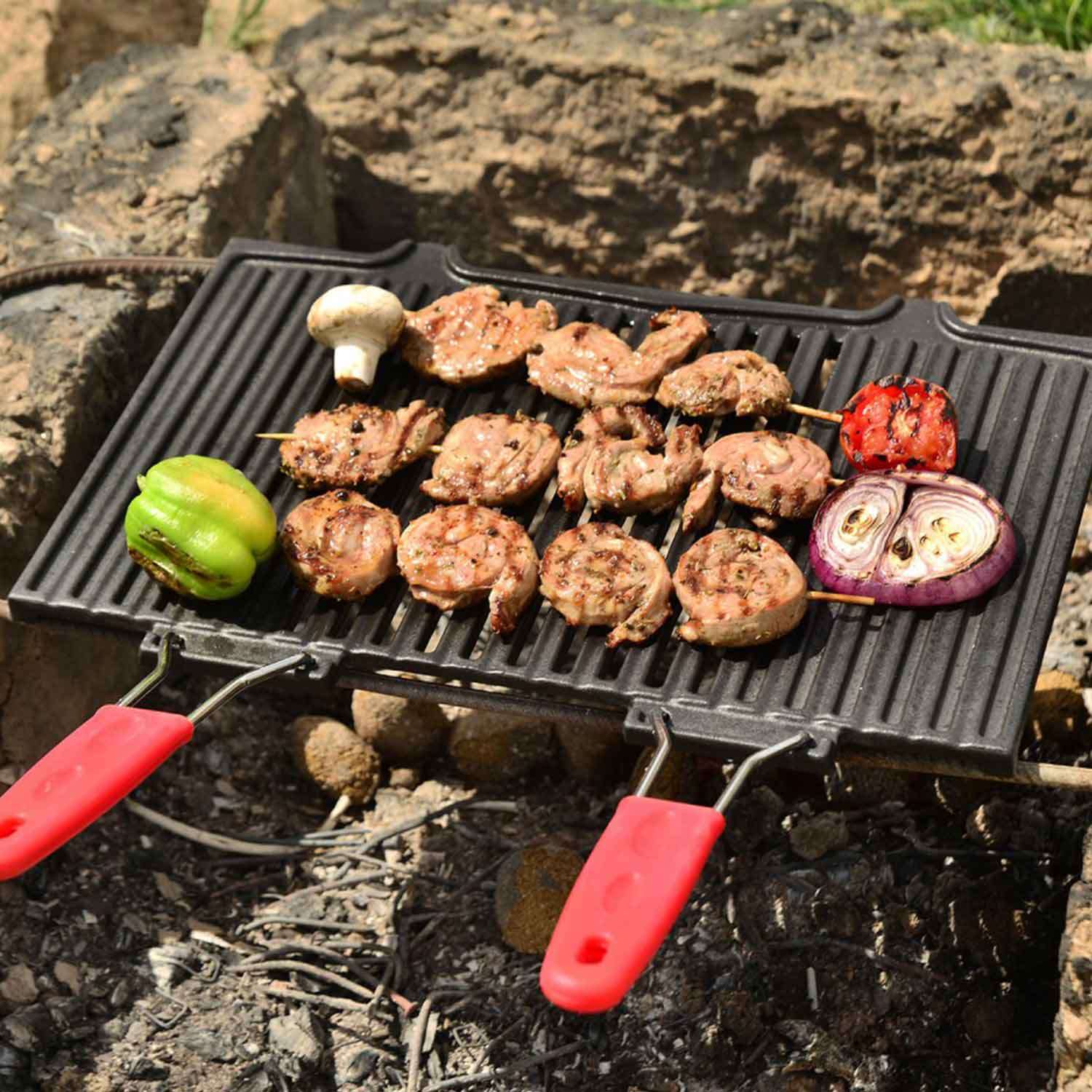 Lava Döküm Mangal Izgarası, Çift Silikon kulplu, 40x25 Cm, Lava, Barbekü ve Izgara Ekipmanları