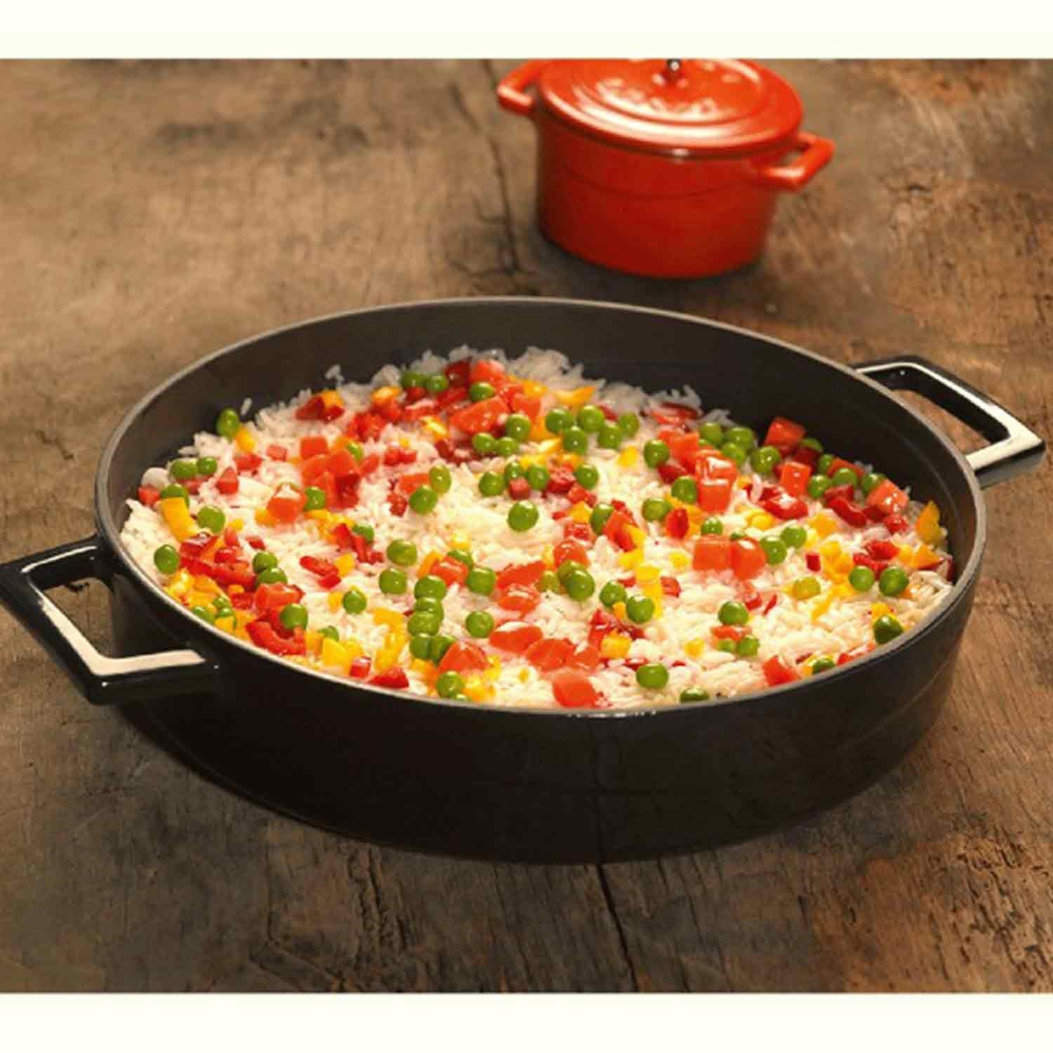 Lava Tencere Döküm Folk Yayvan Siyah 2,4 Litre 24 Cm