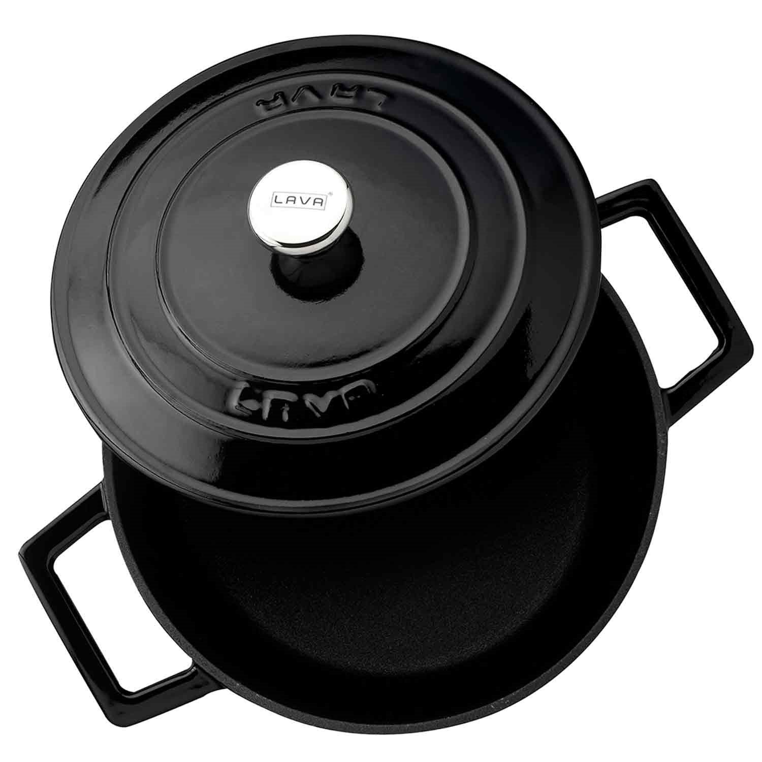 Lava Tencere Döküm Folk Yuvarlak 20 Cm 2,6 Litre Siyah