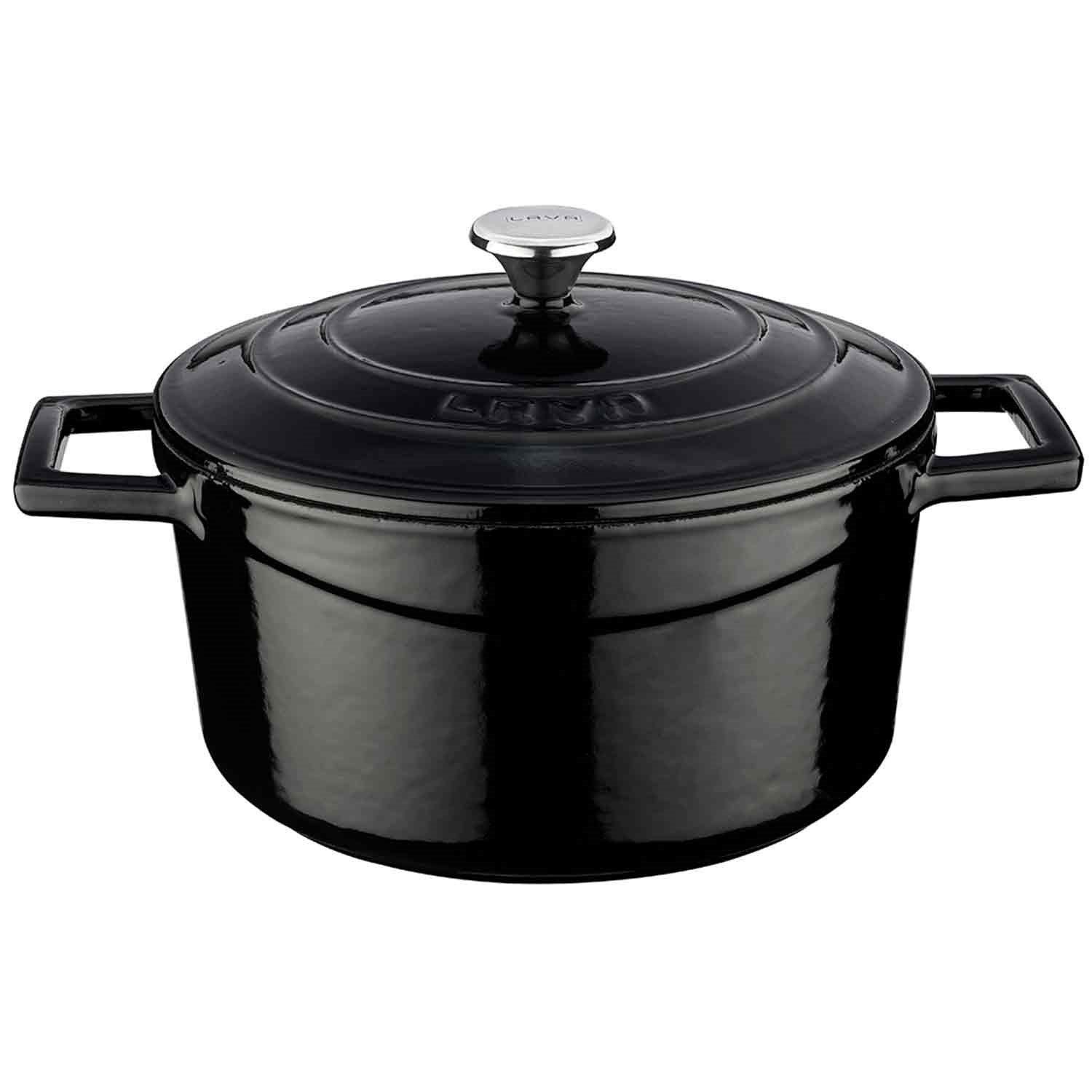 Lava Tencere Döküm Folk Yuvarlak 20 Cm 2,6 Litre Siyah