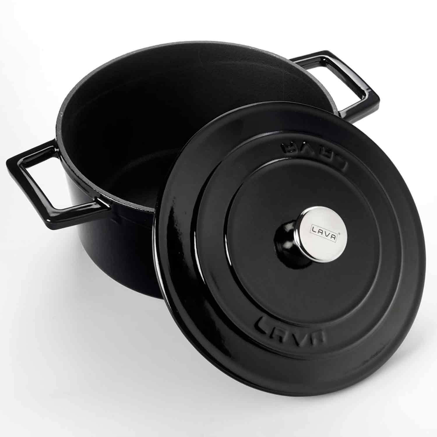 Lava Tencere Döküm Folk Yuvarlak Siyah 6,7 Litre 28 Cm