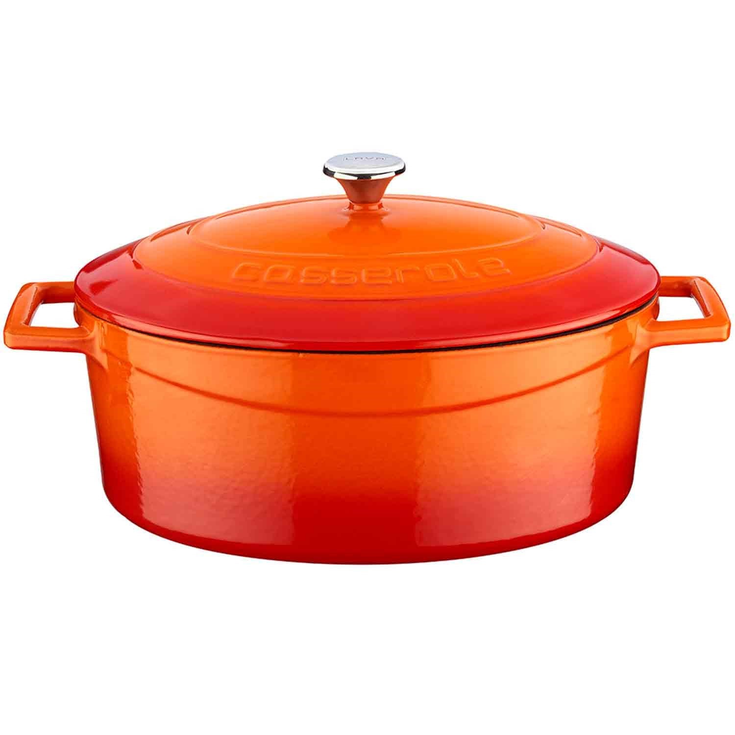 Lava Tencere Döküm Folk Yuvarlak Turuncu 4 Litre 27 Cm