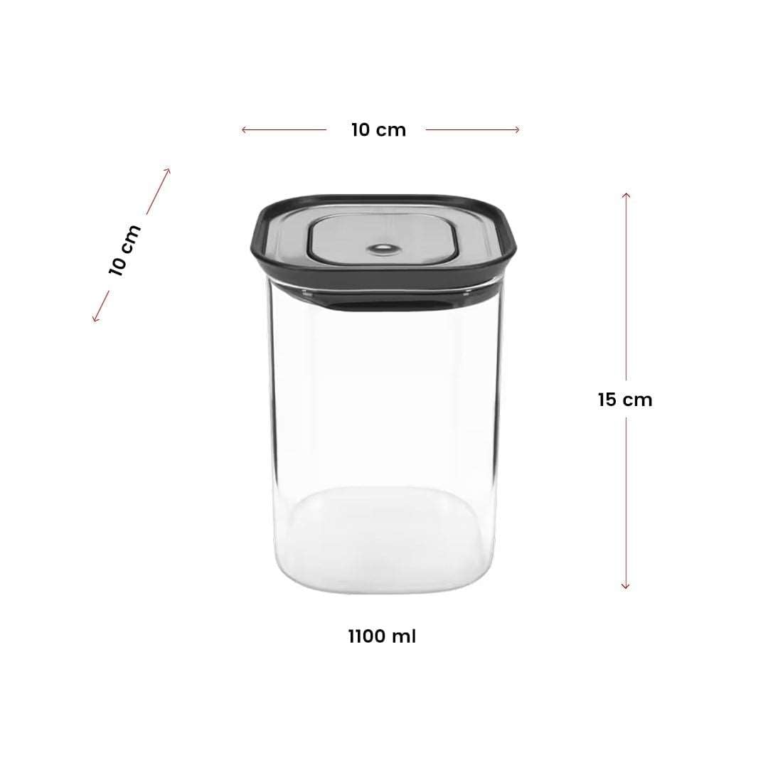 Lurch - 1,100 ml Borosilikat Cam Saklama Kabı, Paslanmaz Çelik Vakum Valfli Kapak - 240841