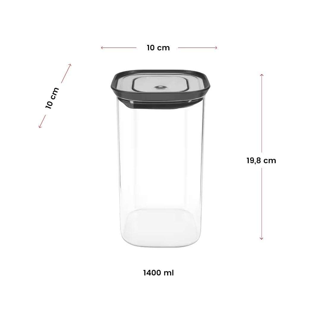 Lurch - 1,400 ml Borosilikat Cam Saklama Kabı, Paslanmaz Çelik Vakum Valfli Kapak - 240842