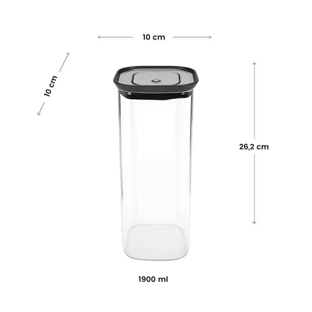 Lurch - 1,900 ml Borosilikat Cam Saklama Kabı, Paslanmaz Çelik Vakum Valfli Kapak - 240843