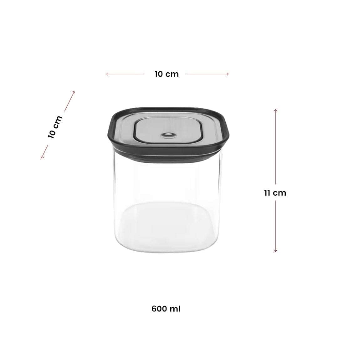 Lurch - 600 ml Borosilikat Cam Saklama Kabı, Paslanmaz Çelik Vakum Valfli Kapak - 240840